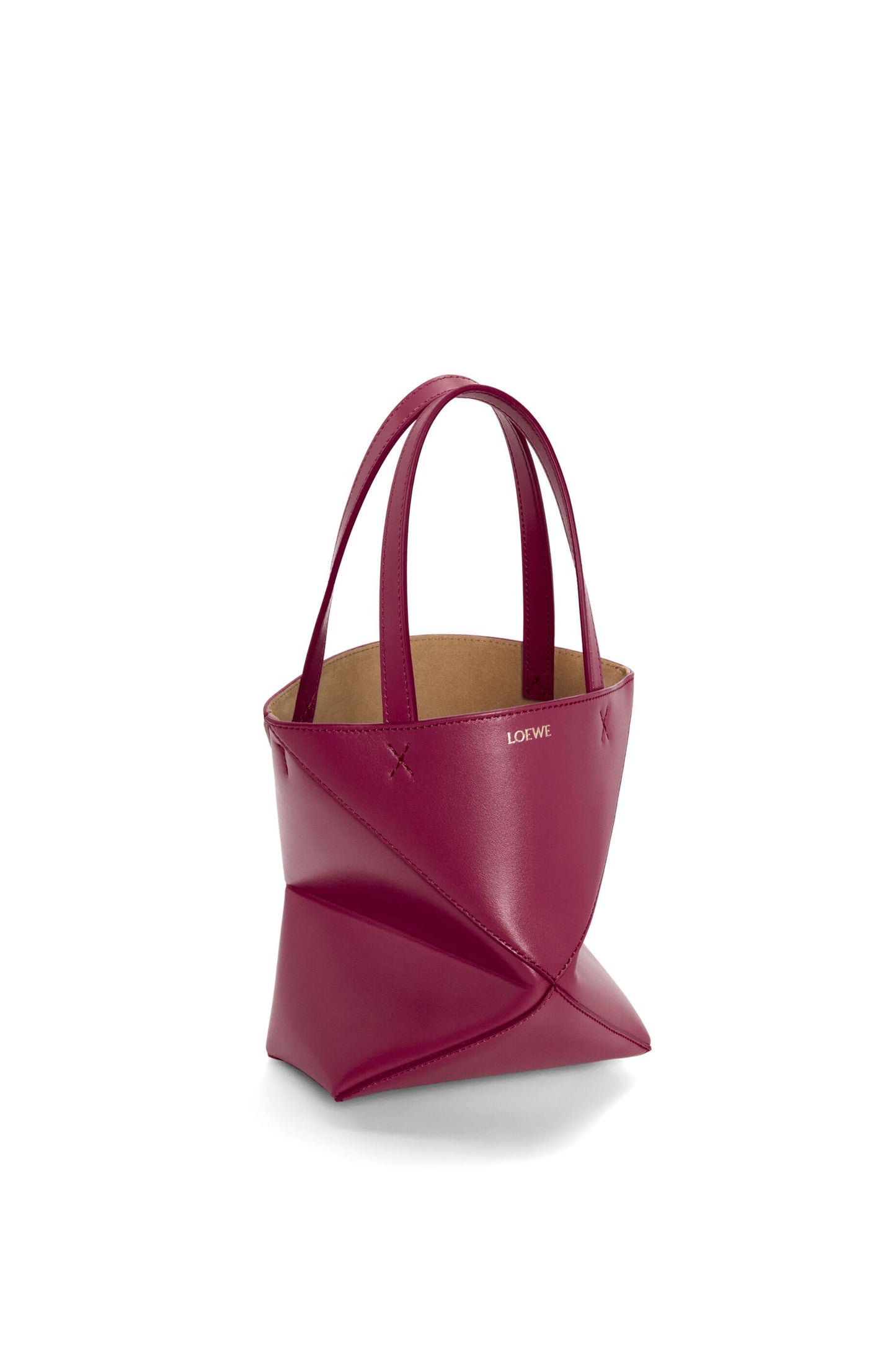 Mini Puzzle Fold tote in shiny calfskin