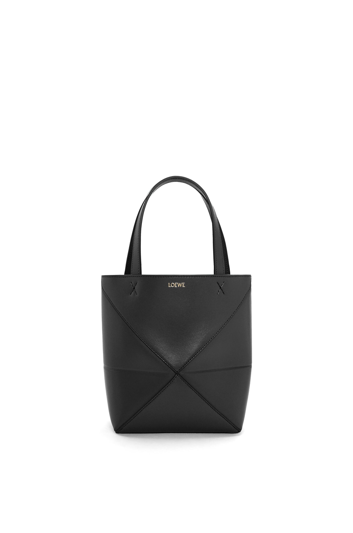 Mini Puzzle Fold tote in shiny calfskin