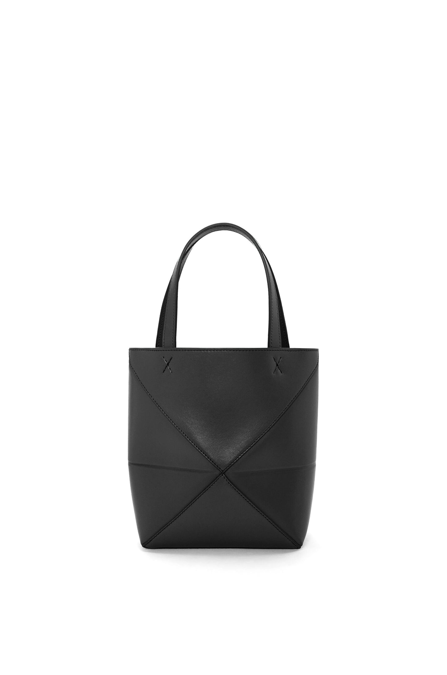 Mini Puzzle Fold tote in shiny calfskin