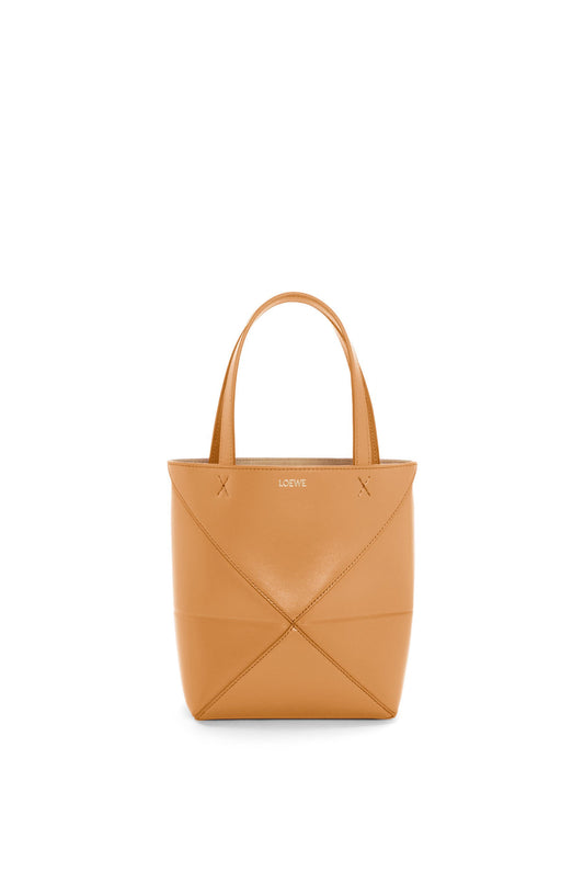 Mini Puzzle Fold tote in shiny calfskin