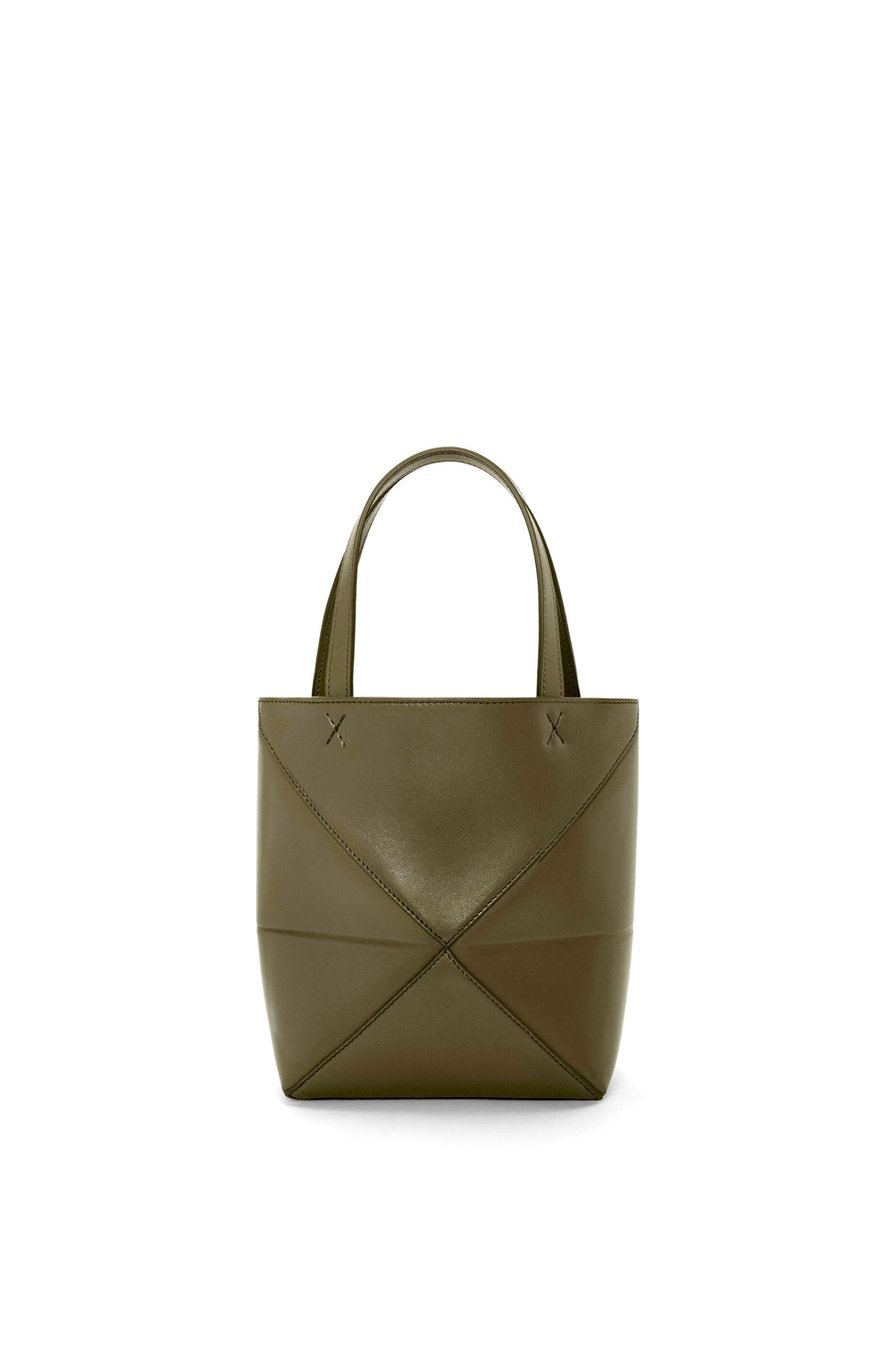 Mini Puzzle Fold tote in shiny calfskin