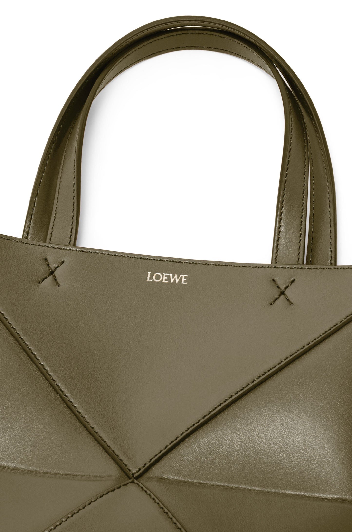 Mini Puzzle Fold tote in shiny calfskin