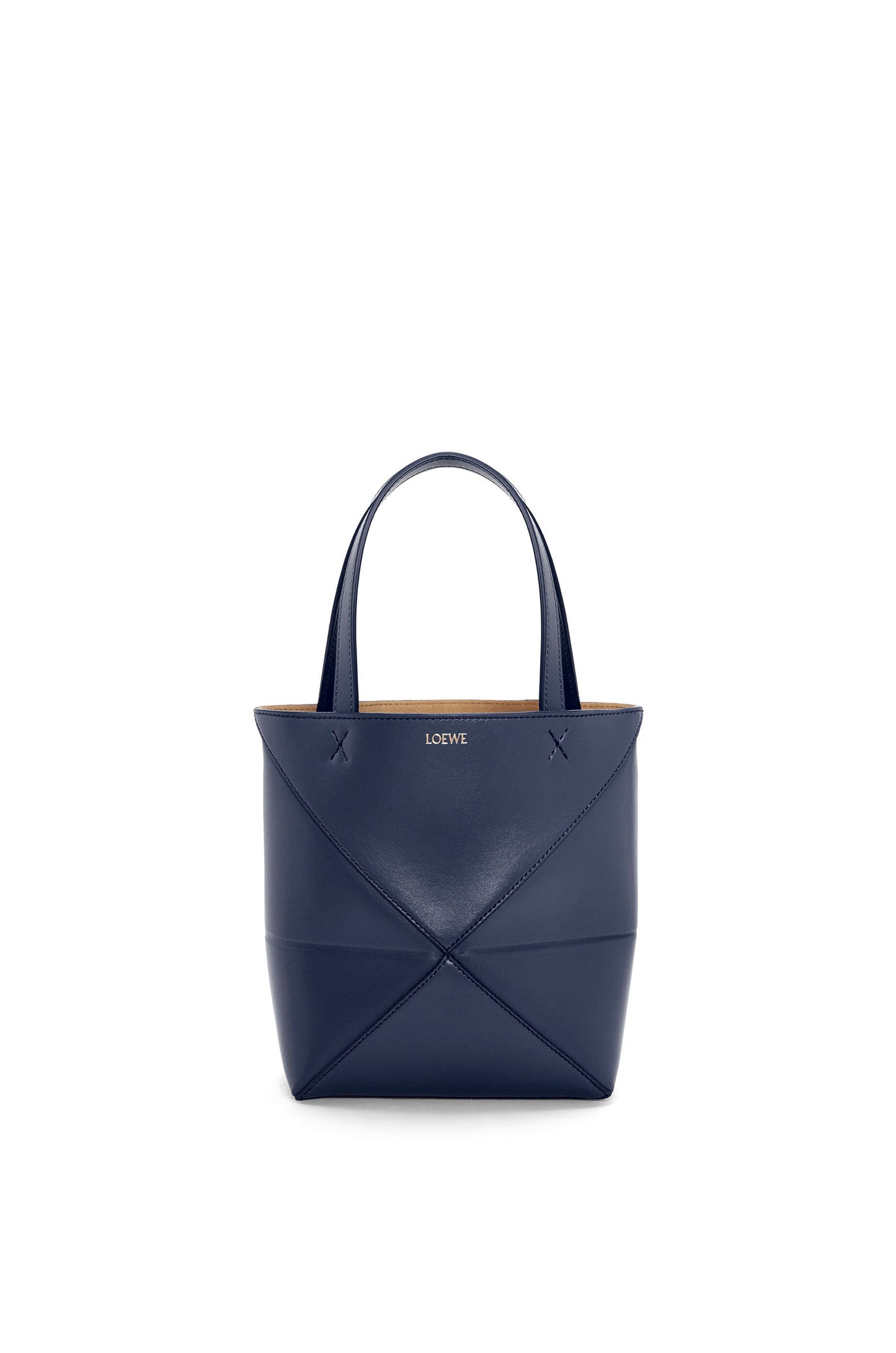 Mini Puzzle Fold tote in shiny calfskin