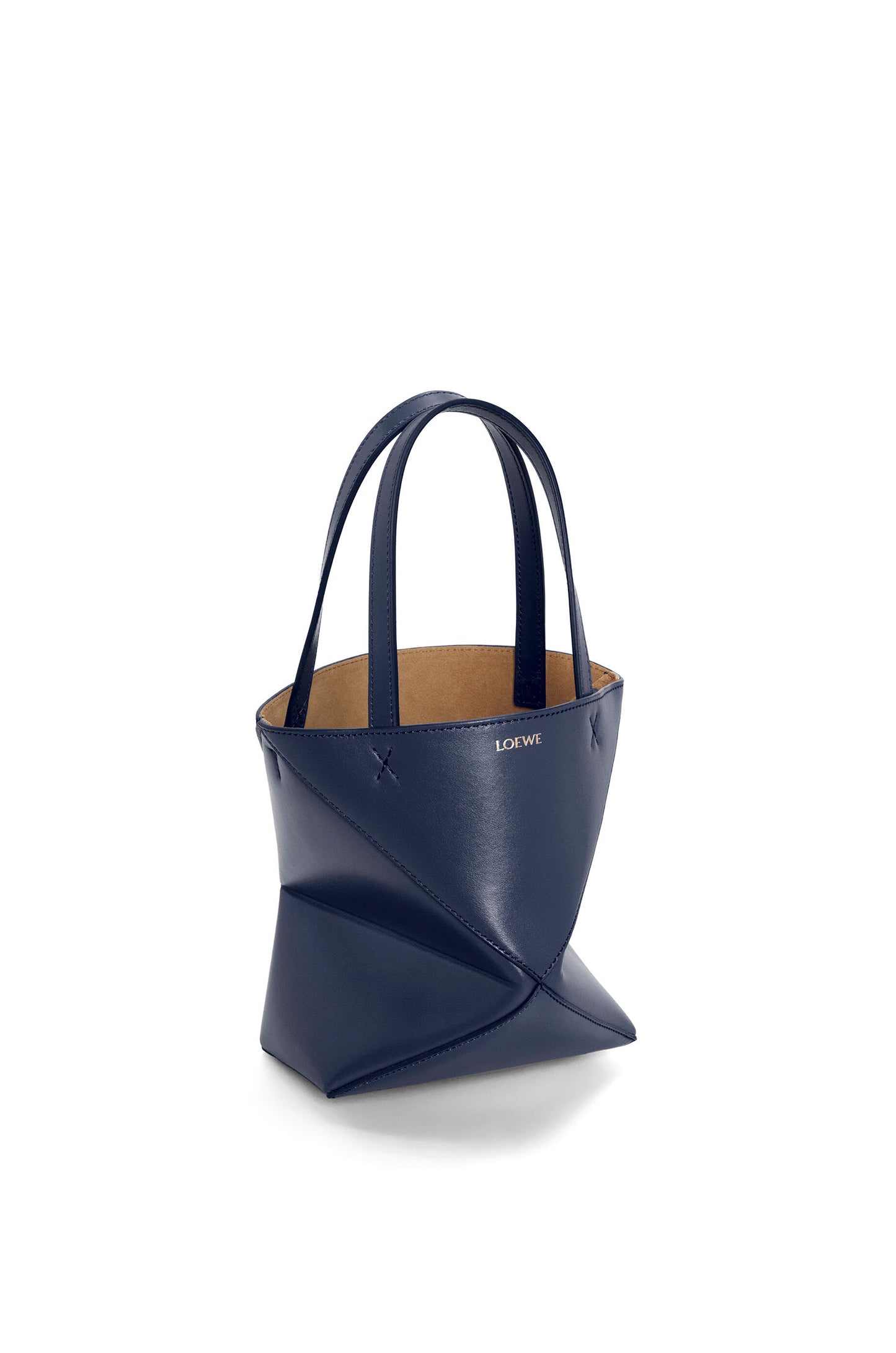 Mini Puzzle Fold tote in shiny calfskin