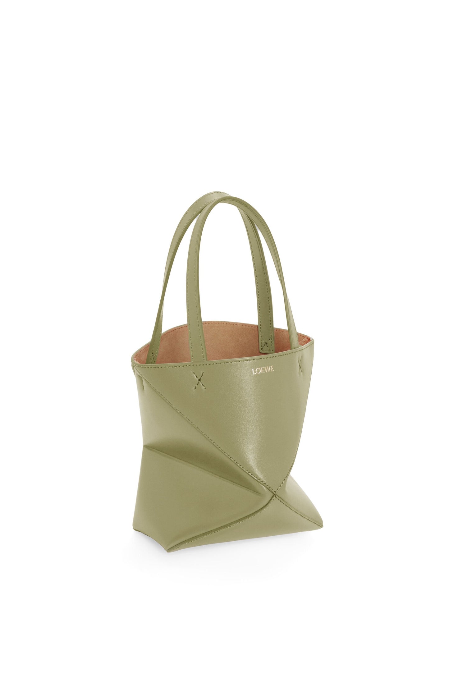 Mini Puzzle Fold tote in shiny calfskin