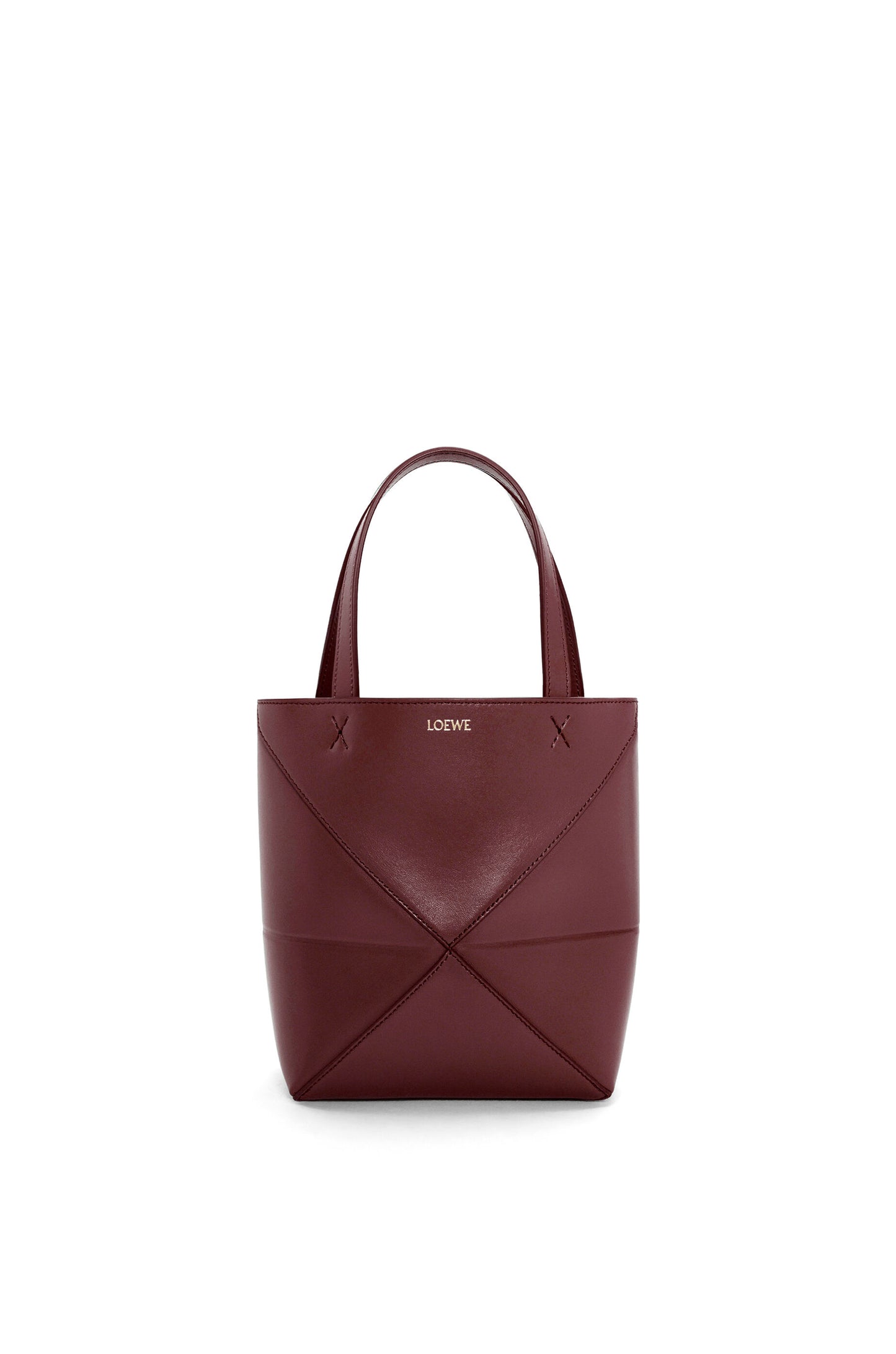 Mini Puzzle Fold tote in shiny calfskin