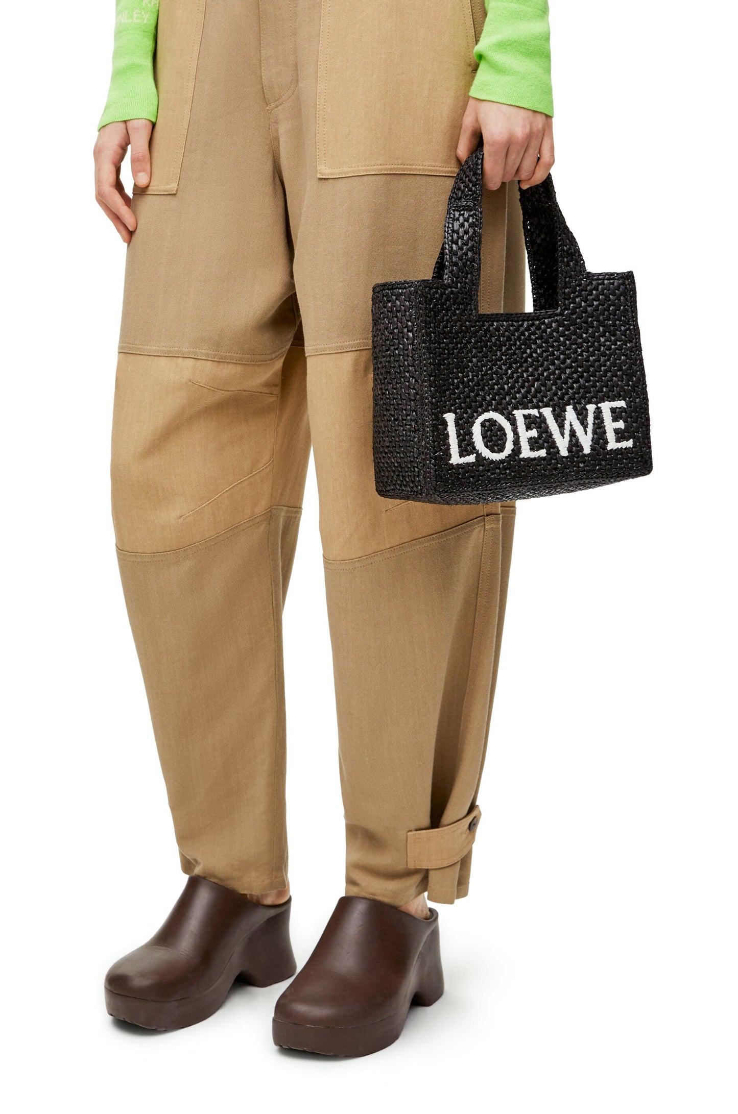 Small LOEWE Font Tote in raffia