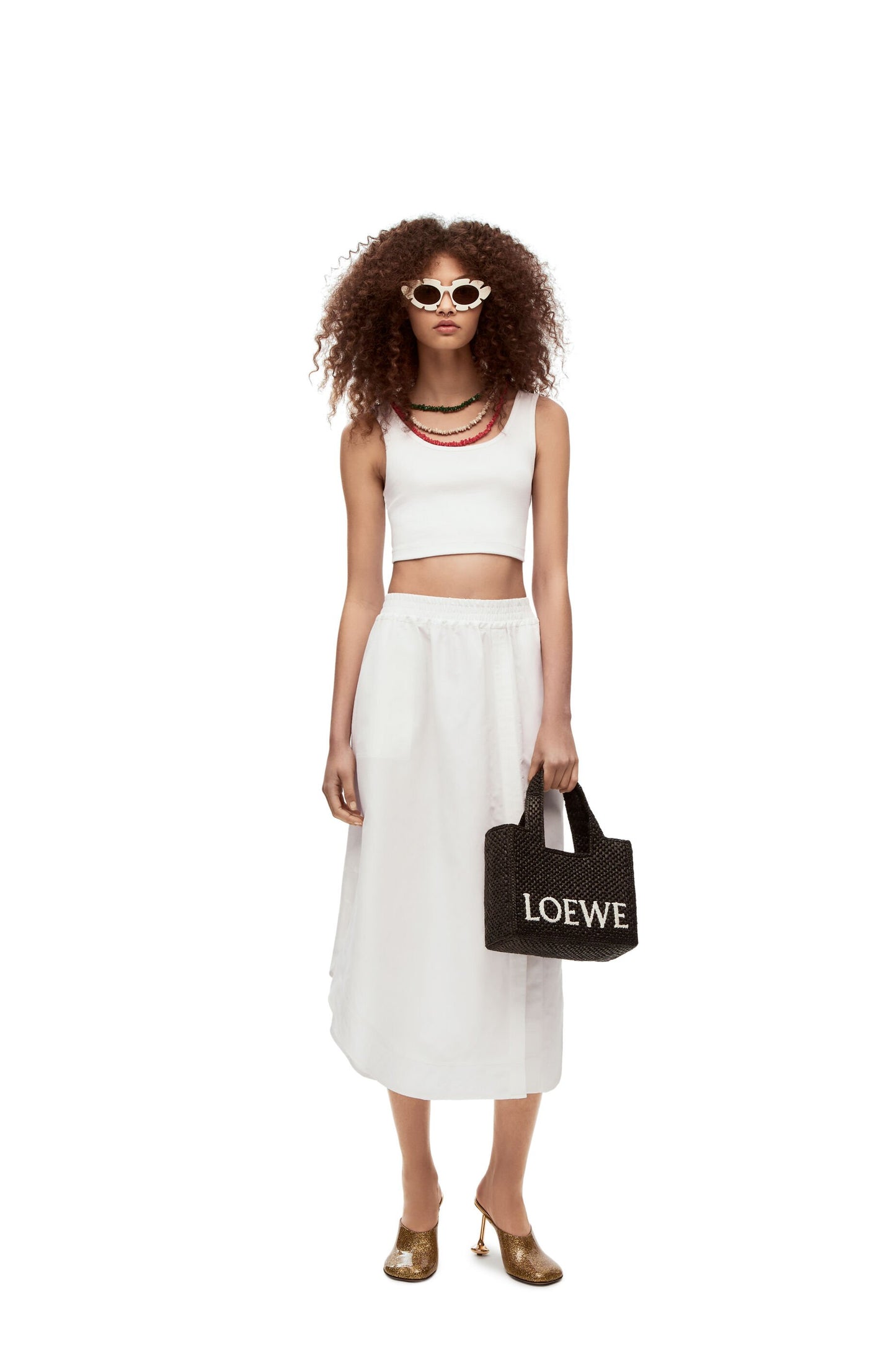 Small LOEWE Font Tote in raffia