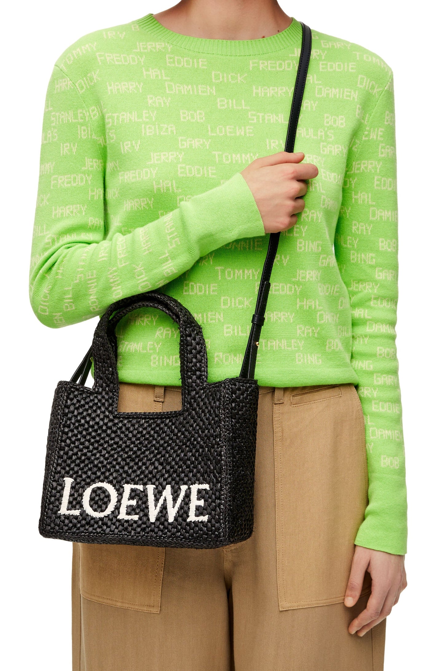 Small LOEWE Font Tote in raffia