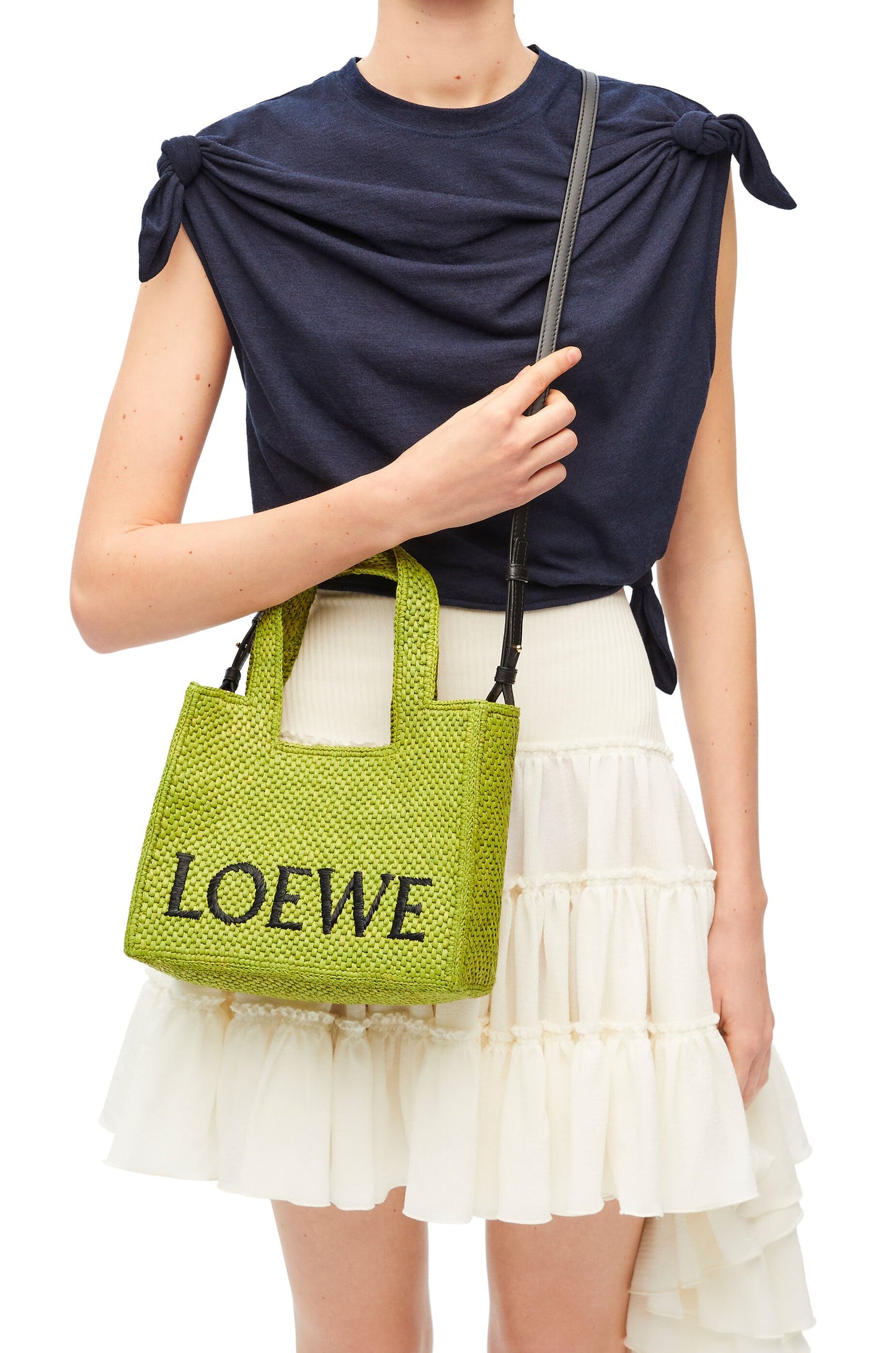 Small LOEWE Font Tote in raffia