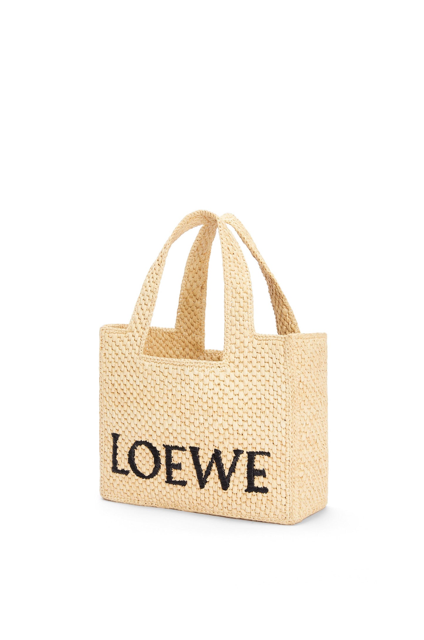 Small LOEWE Font tote in raffia