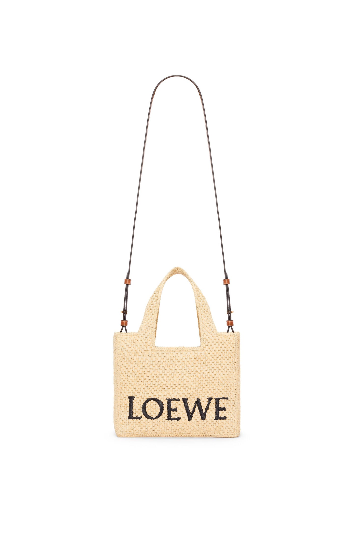 Small LOEWE Font tote in raffia