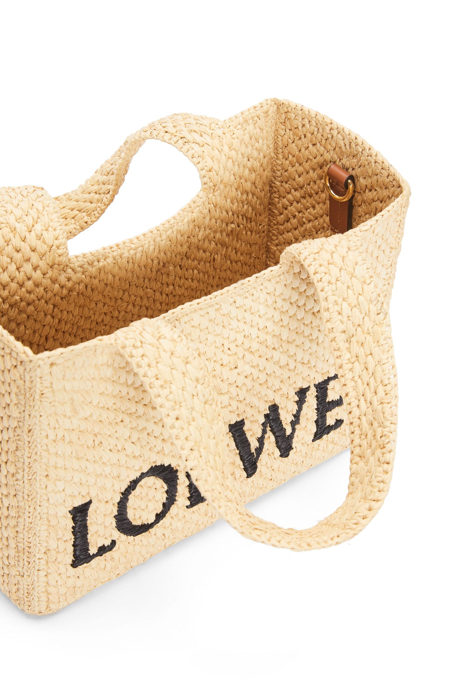 Small LOEWE Font tote in raffia