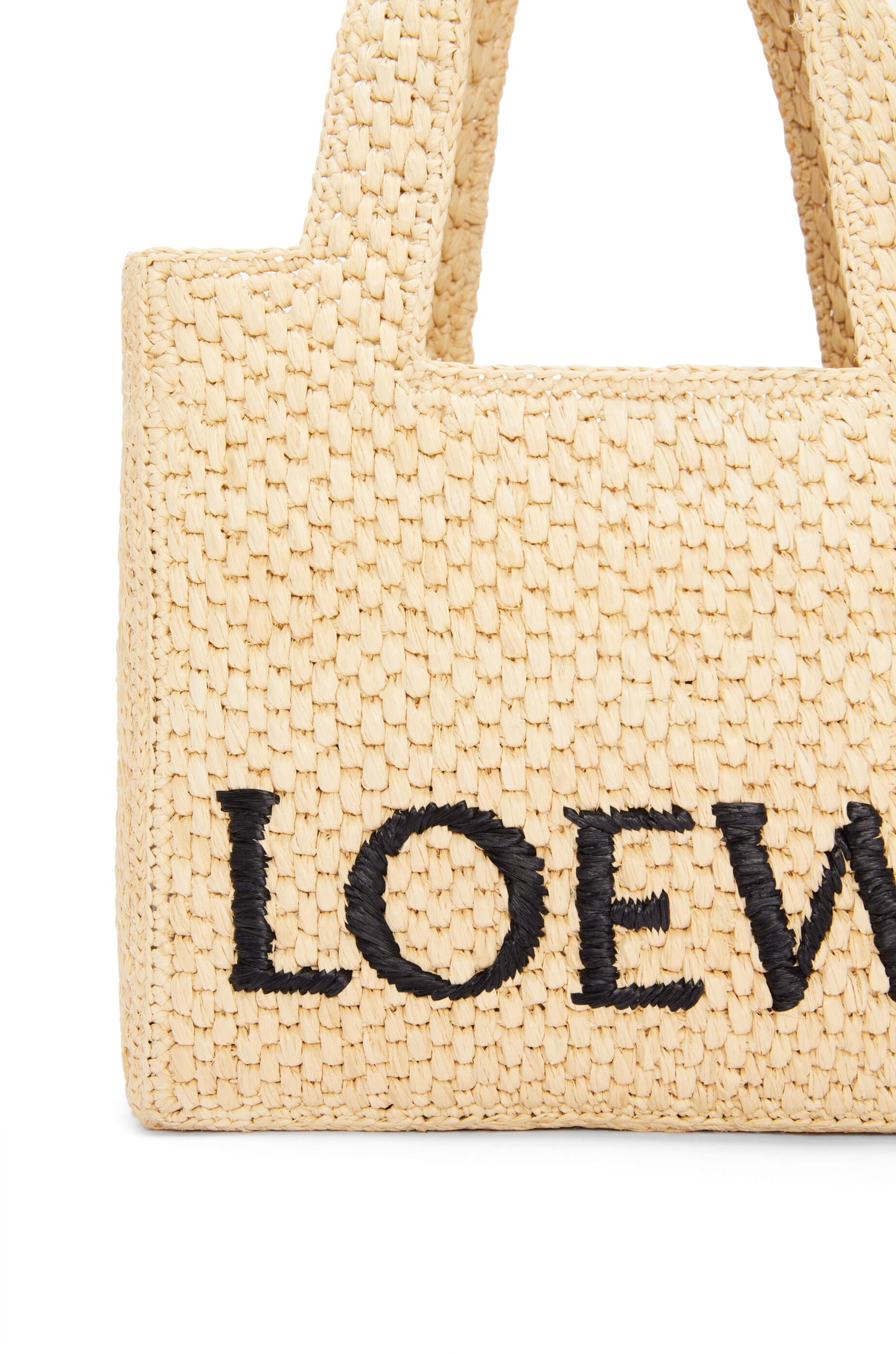 Small LOEWE Font tote in raffia