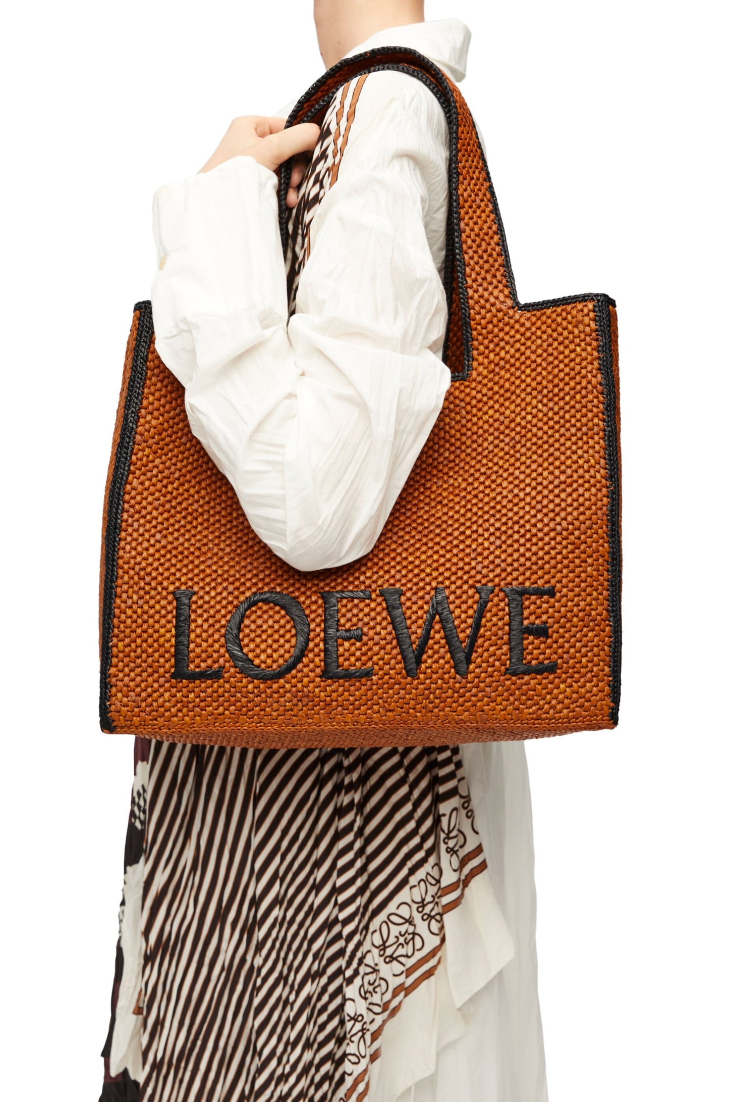 Large LOEWE Font Tote in raffia