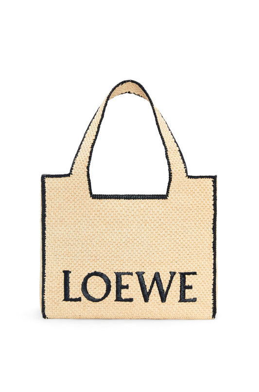 Large LOEWE Font tote in raffia