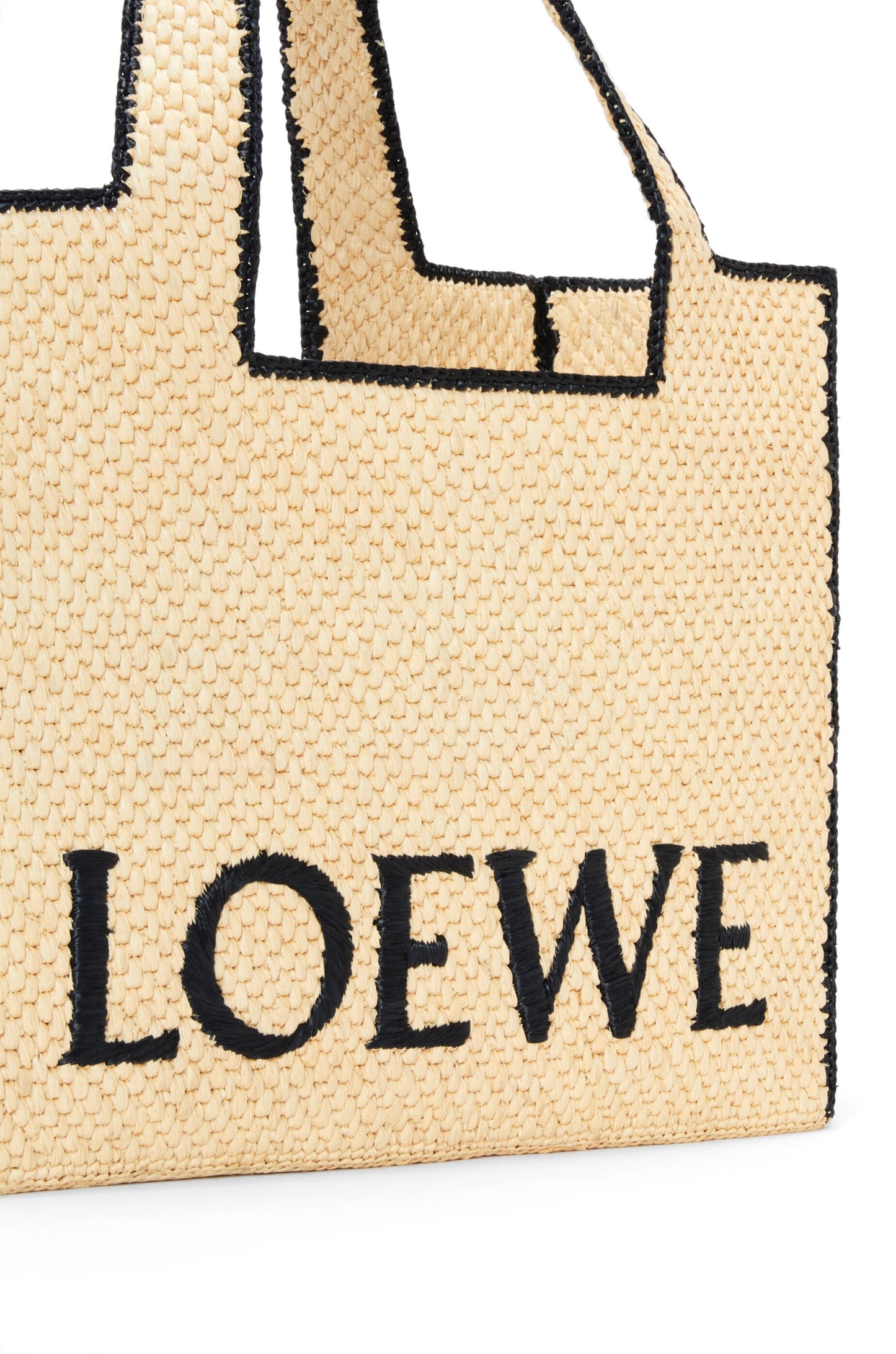 Large LOEWE Font tote in raffia