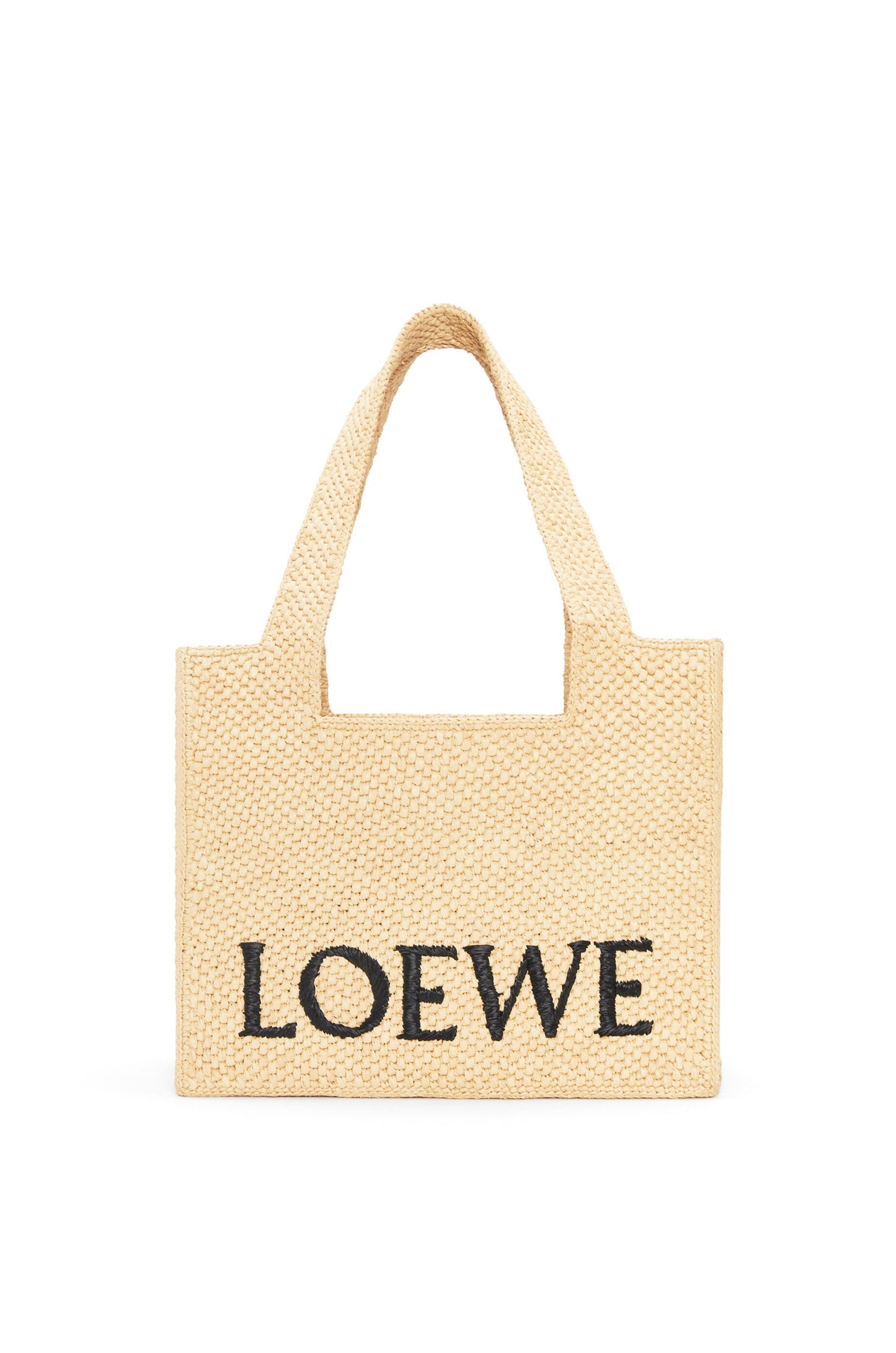 Medium LOEWE Font tote in raffia