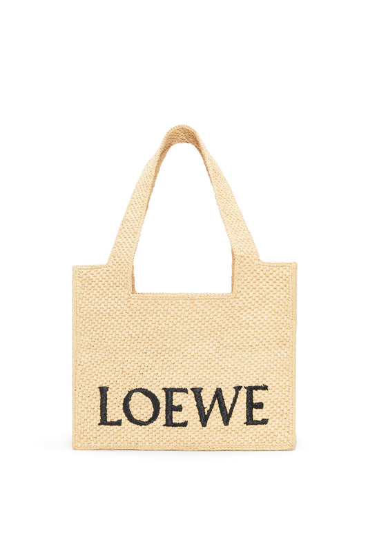 Medium LOEWE Font tote in raffia