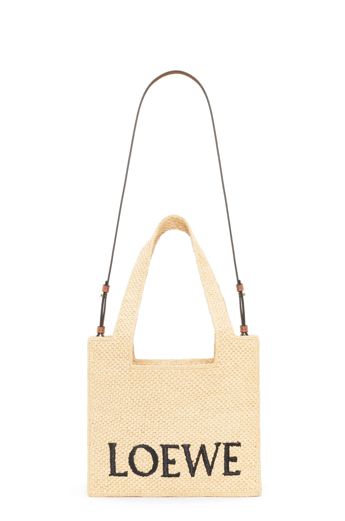 Medium LOEWE Font tote in raffia