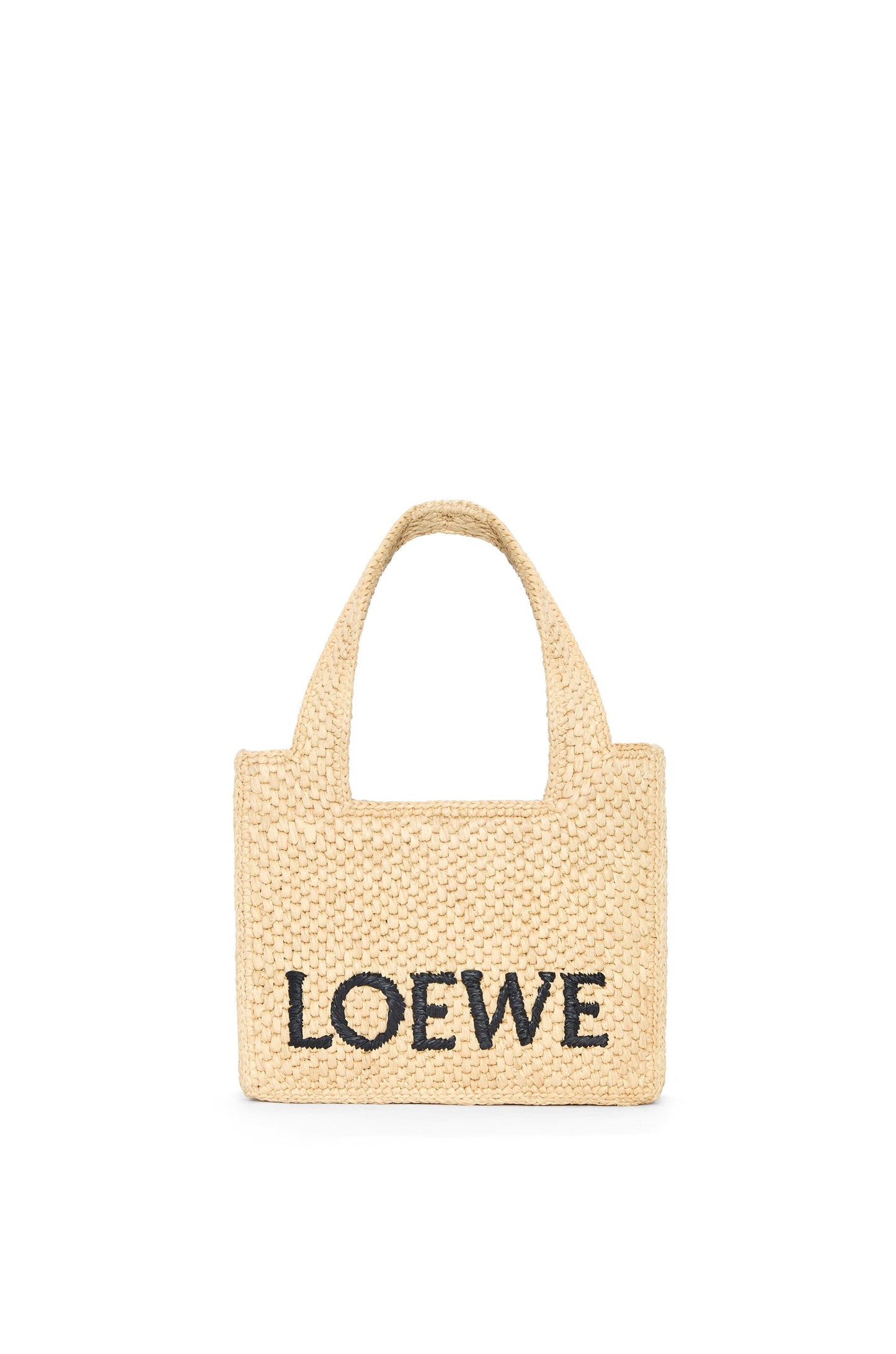 Mini LOEWE Font tote in raffia