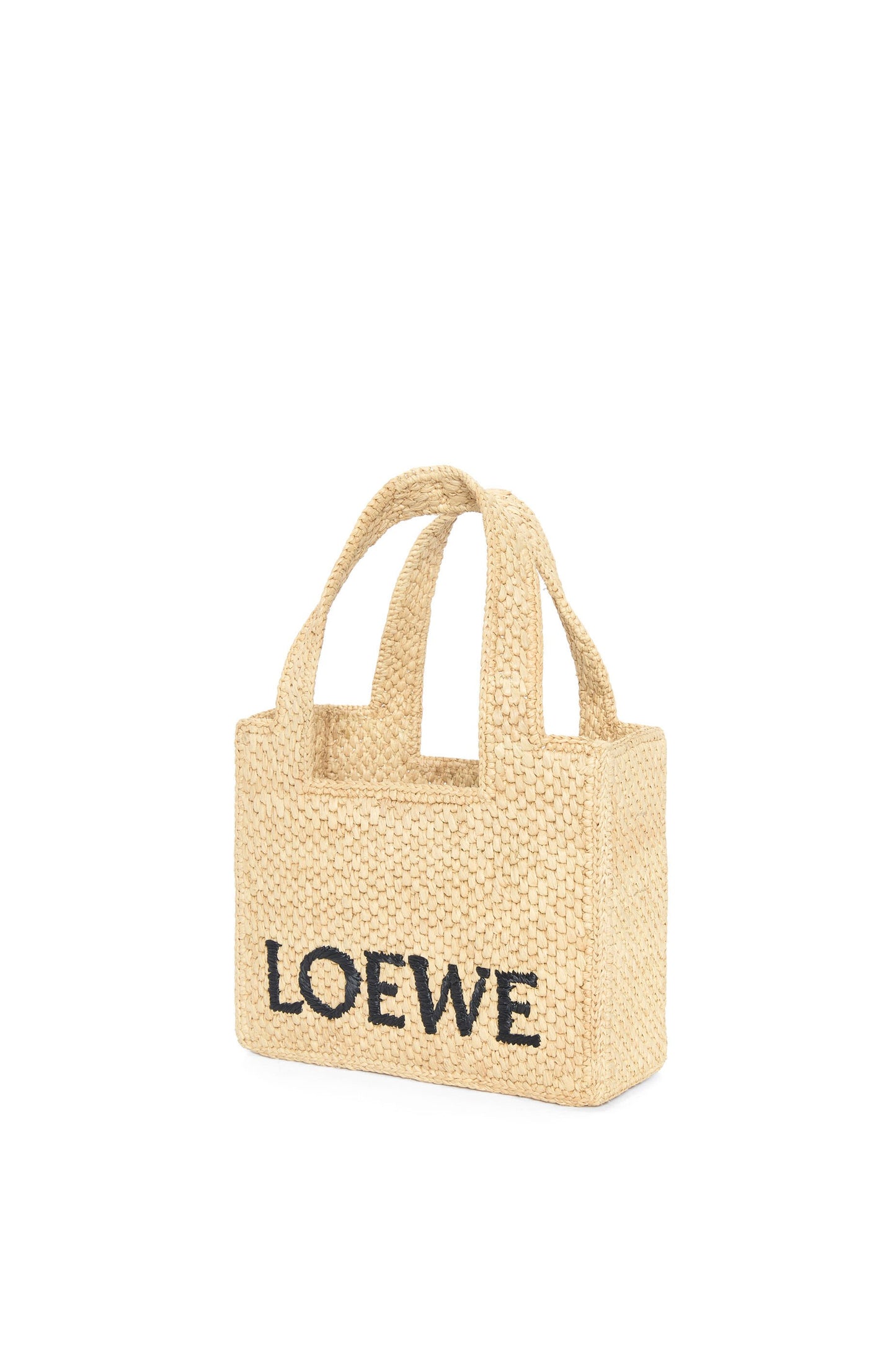 Mini LOEWE Font tote in raffia