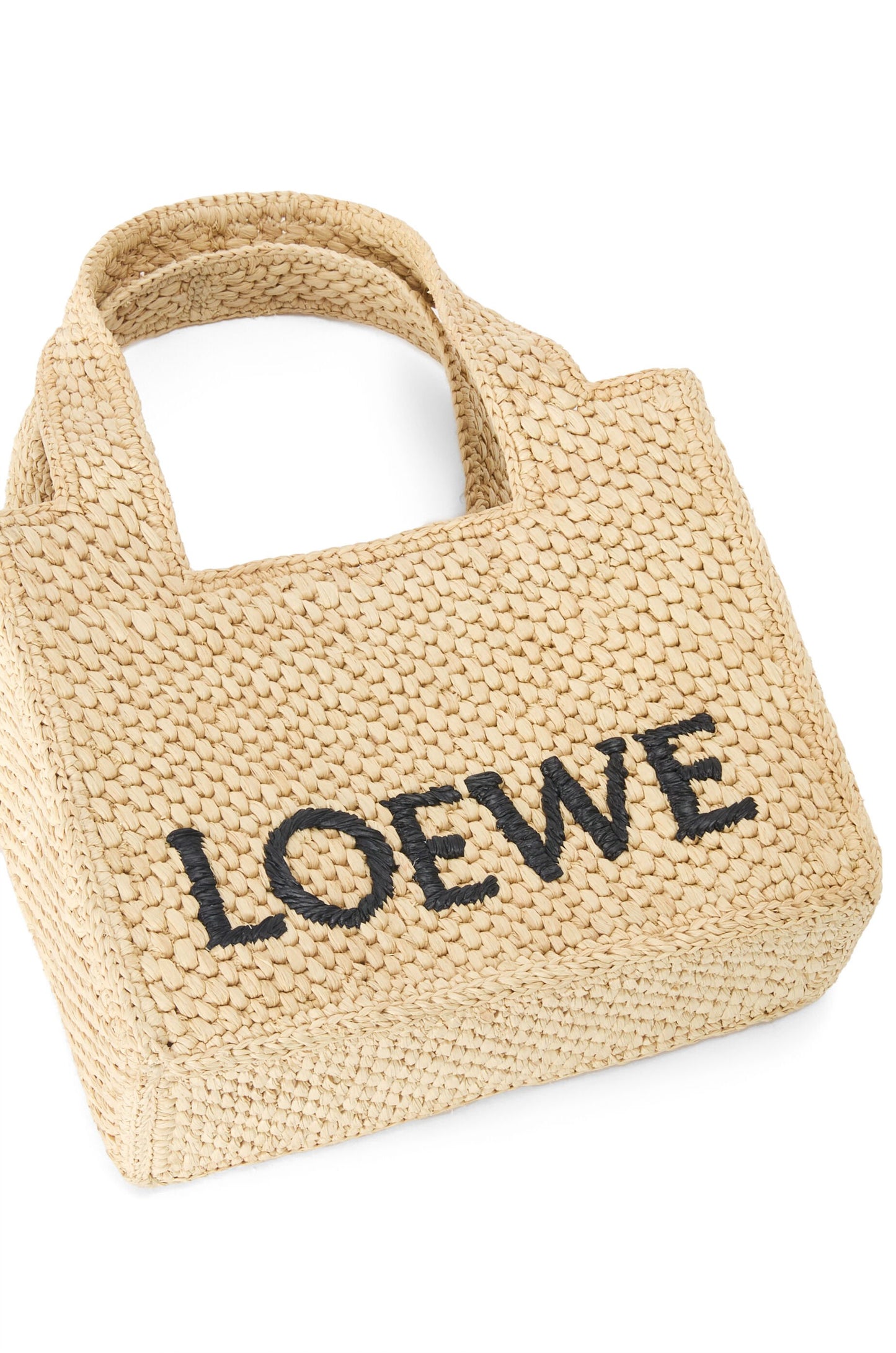 Mini LOEWE Font tote in raffia