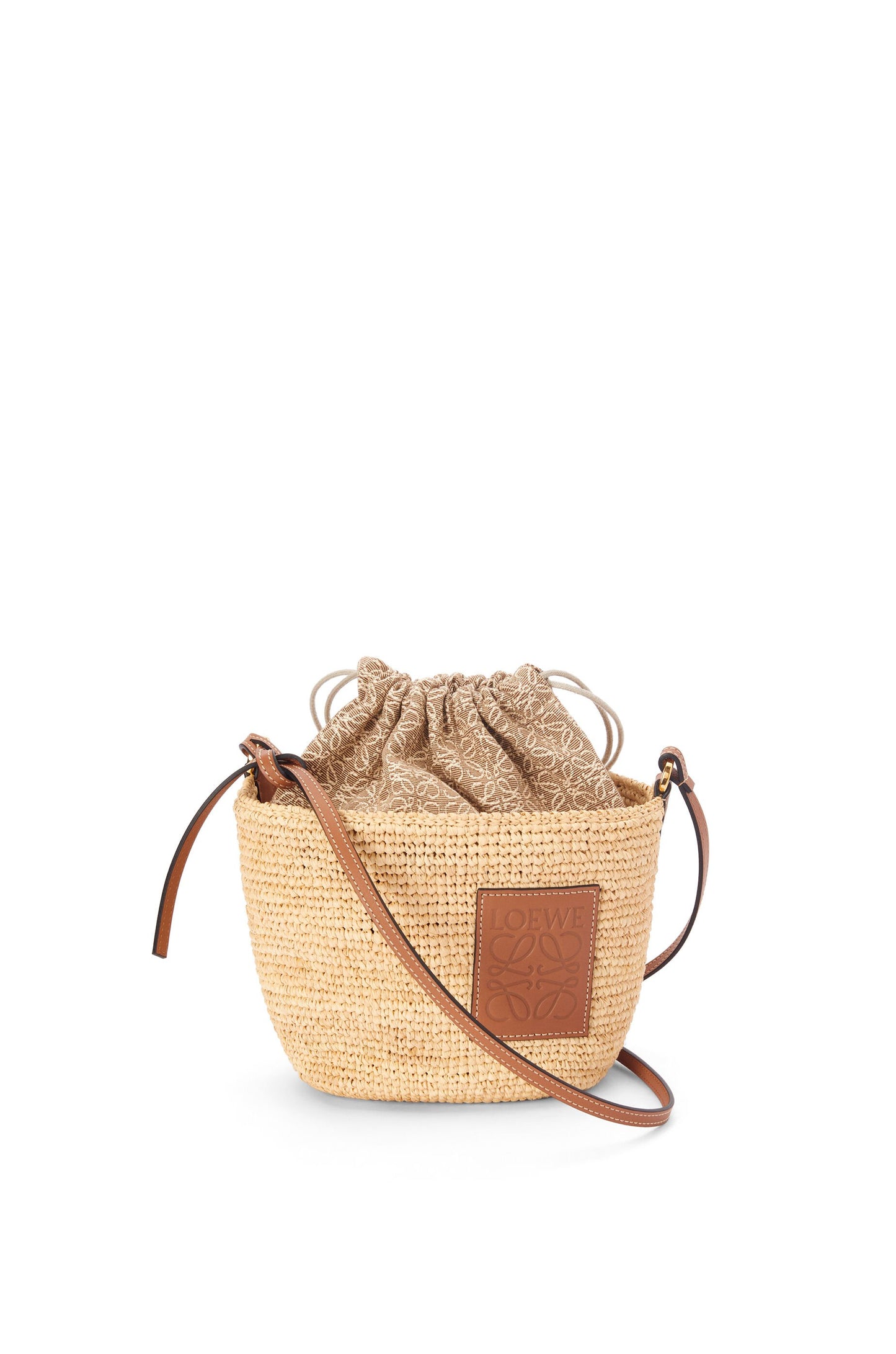 Pochette bag in raffia and calfskin