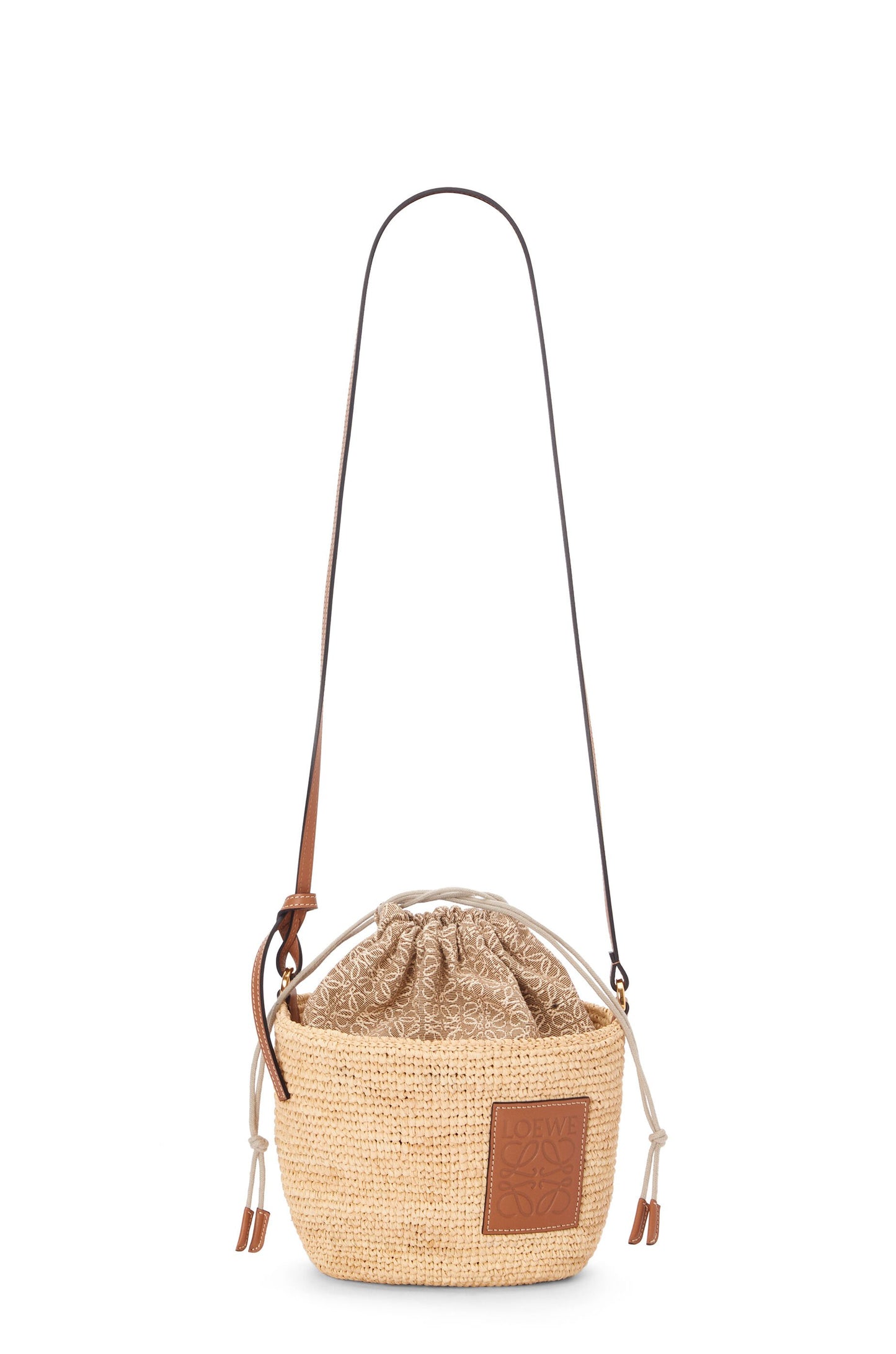 Pochette bag in raffia and calfskin