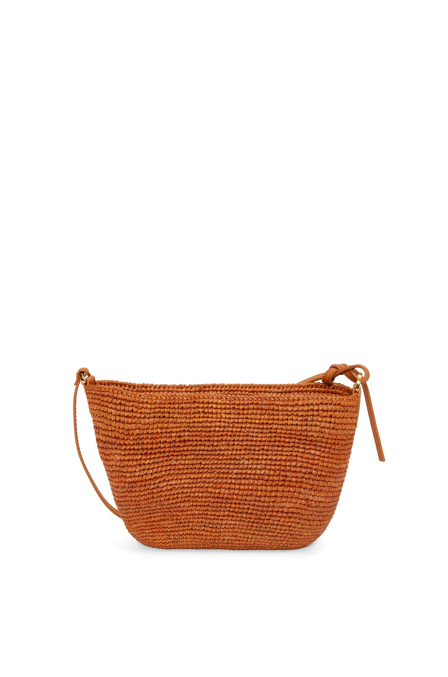 Slit Pochette bag in raffia and calfskin