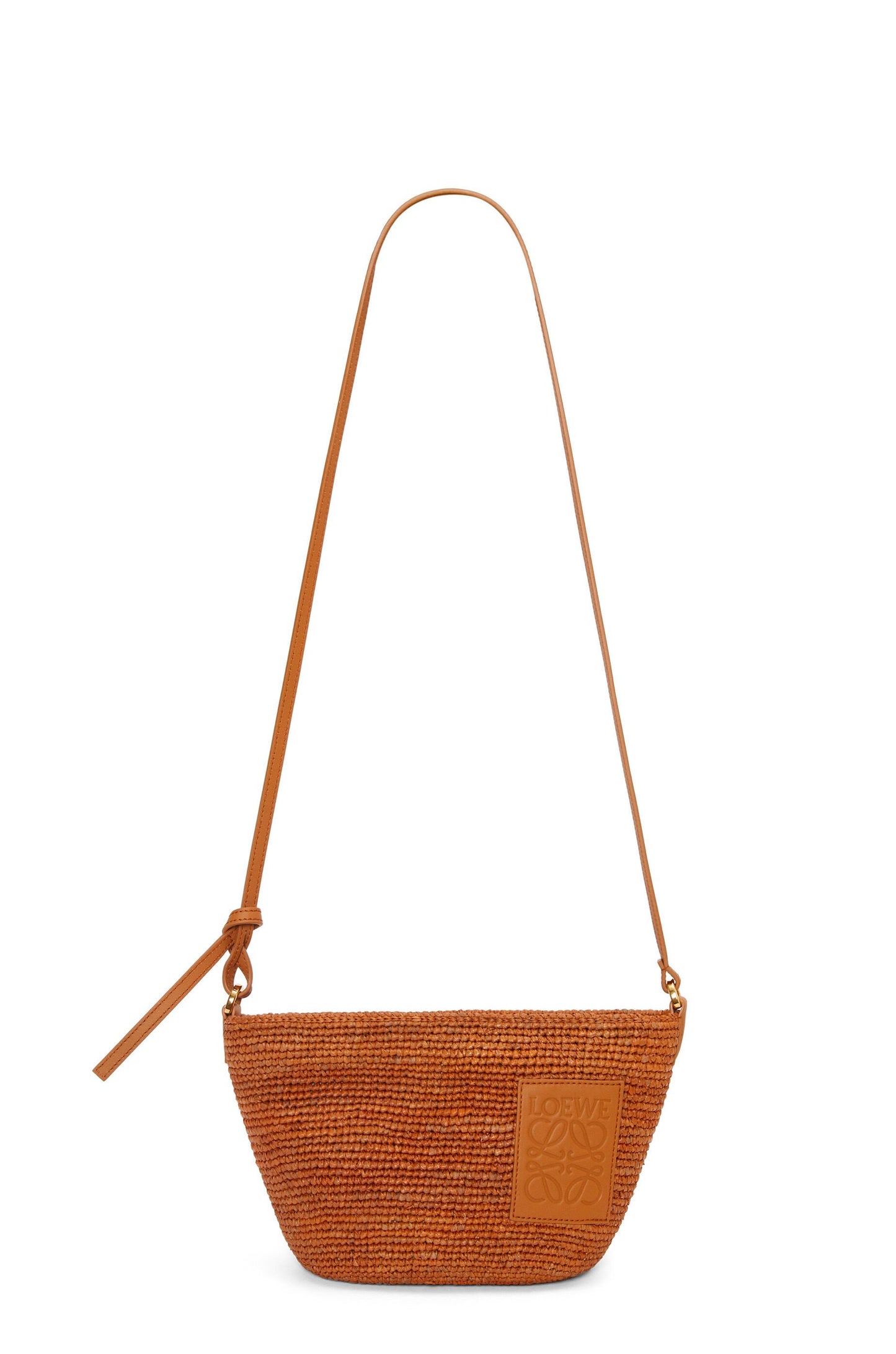 Slit Pochette bag in raffia and calfskin