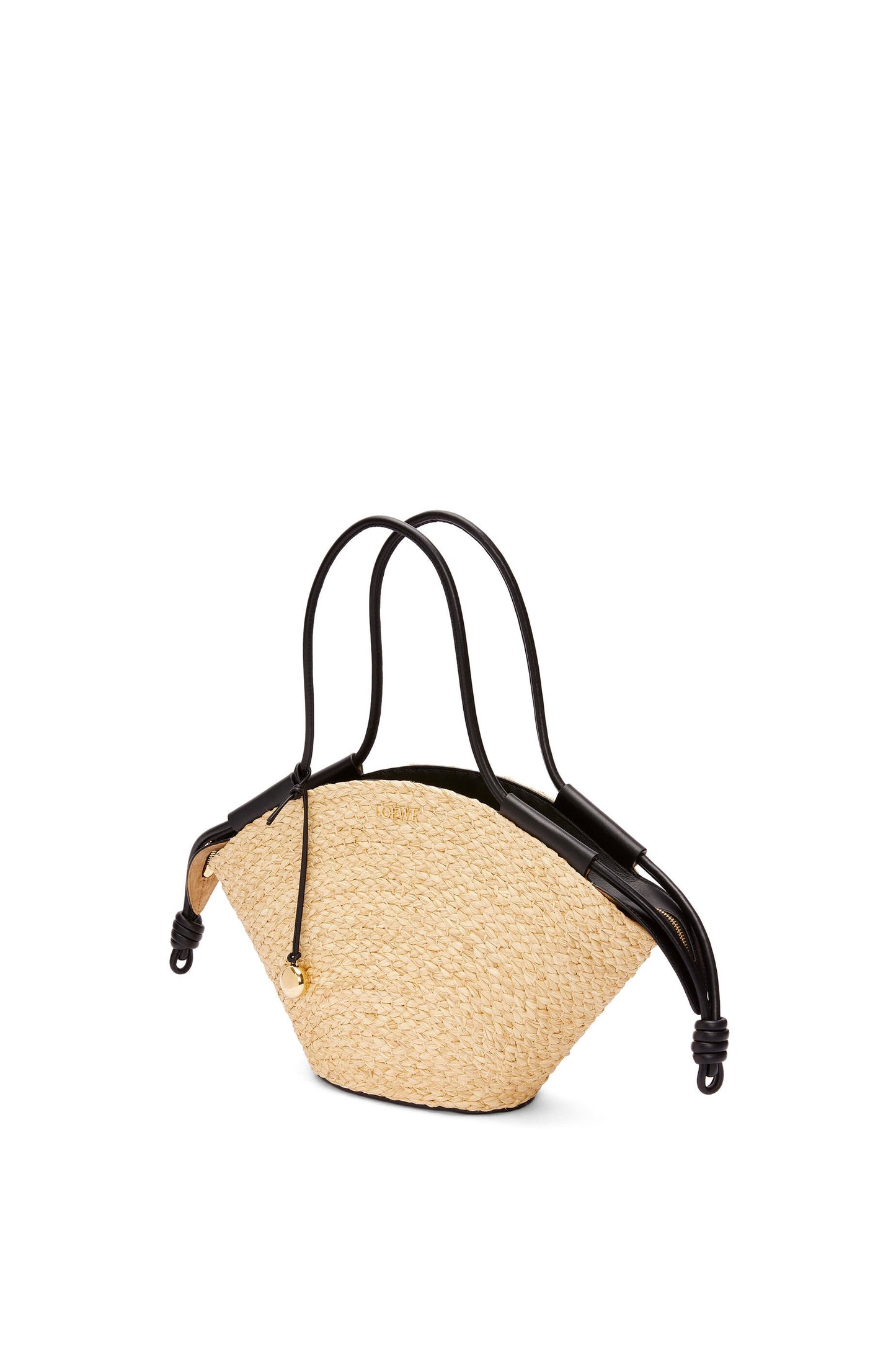 Small Paseo basket in raffia and nappa calfskin