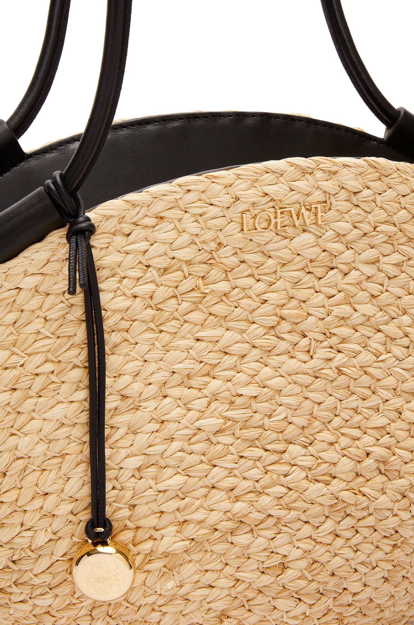 Small Paseo basket in raffia and nappa calfskin