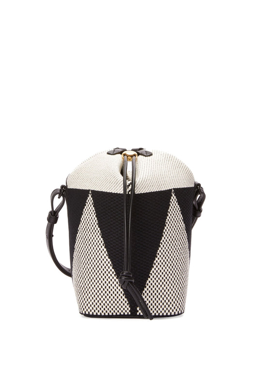 Small Treasure Bako bucket in canvas jacquard and calfskin