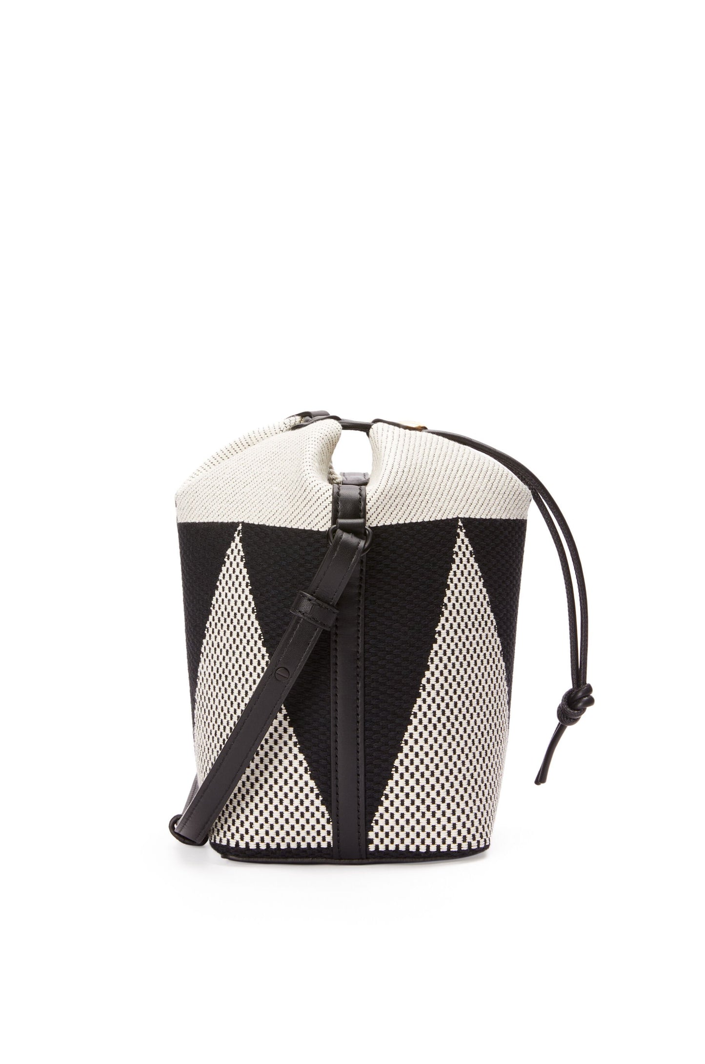 Small Treasure Bako bucket in canvas jacquard and calfskin