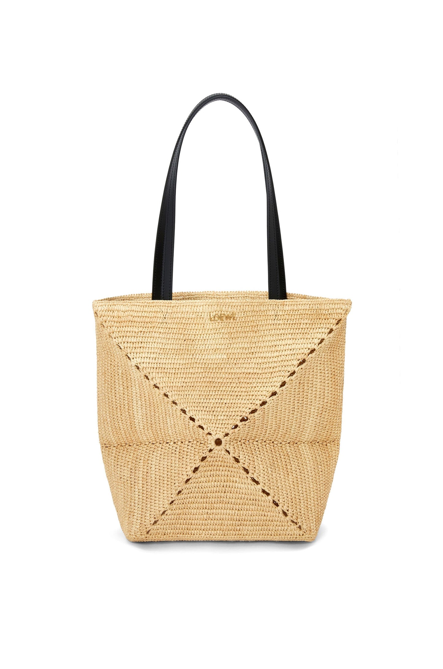 Puzzle Fold Tote in raffia