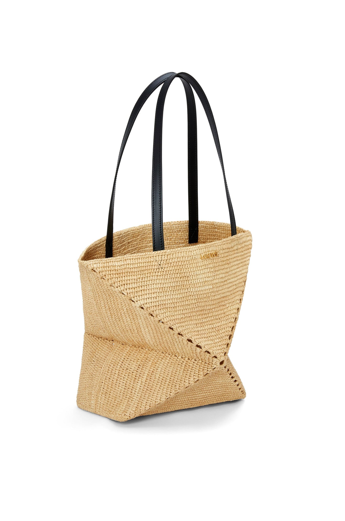 Puzzle Fold Tote in raffia