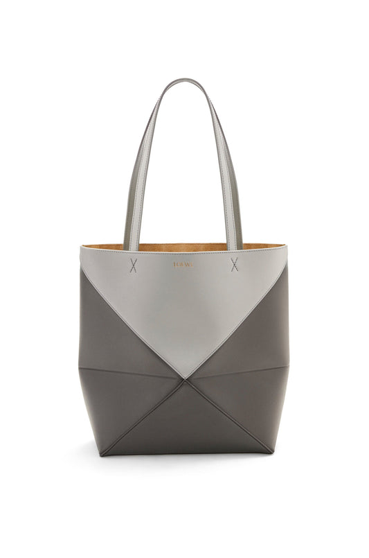 Puzzle Fold Tote in shiny calfskin