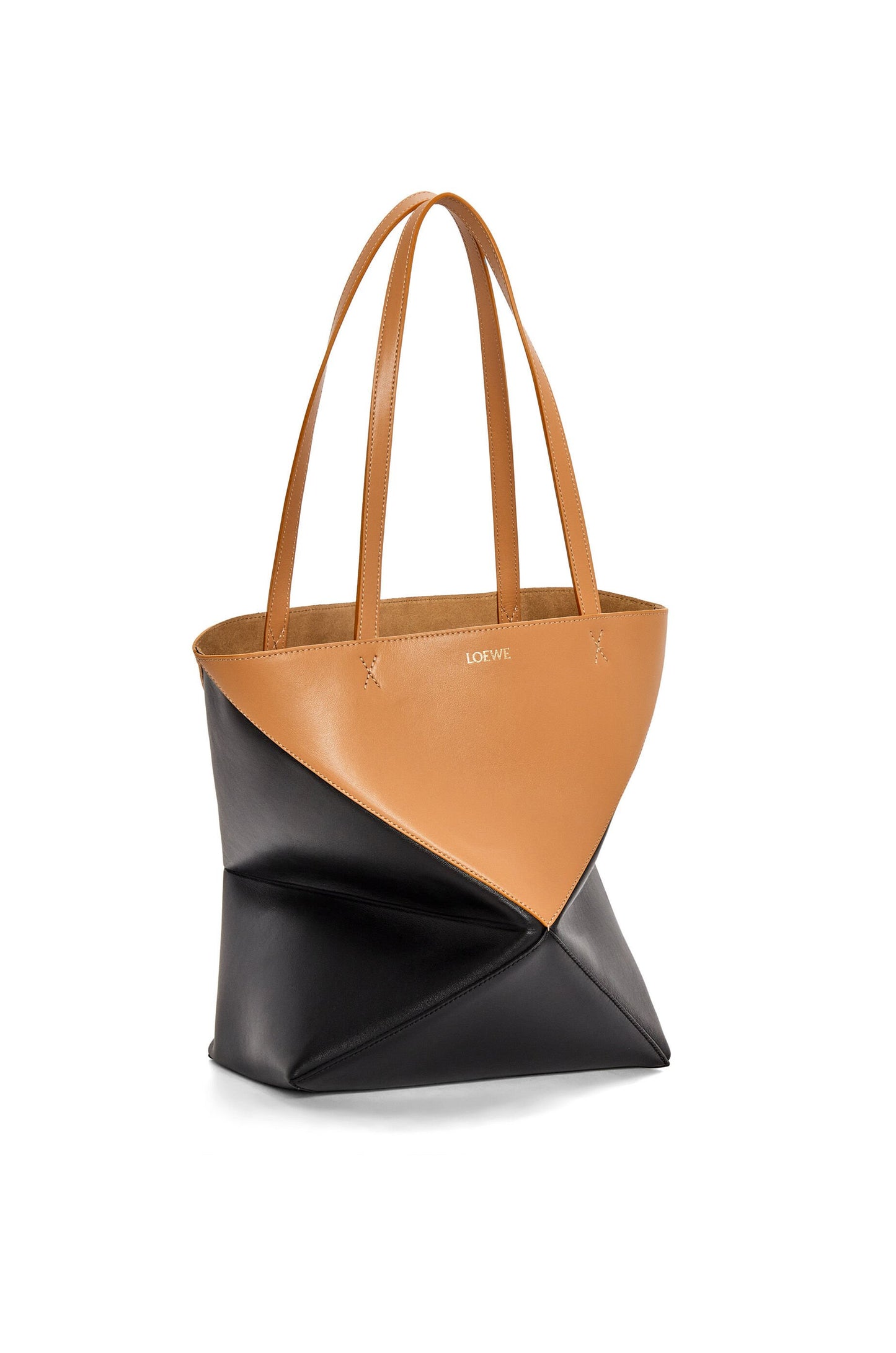 Puzzle Fold Tote in shiny calfskin