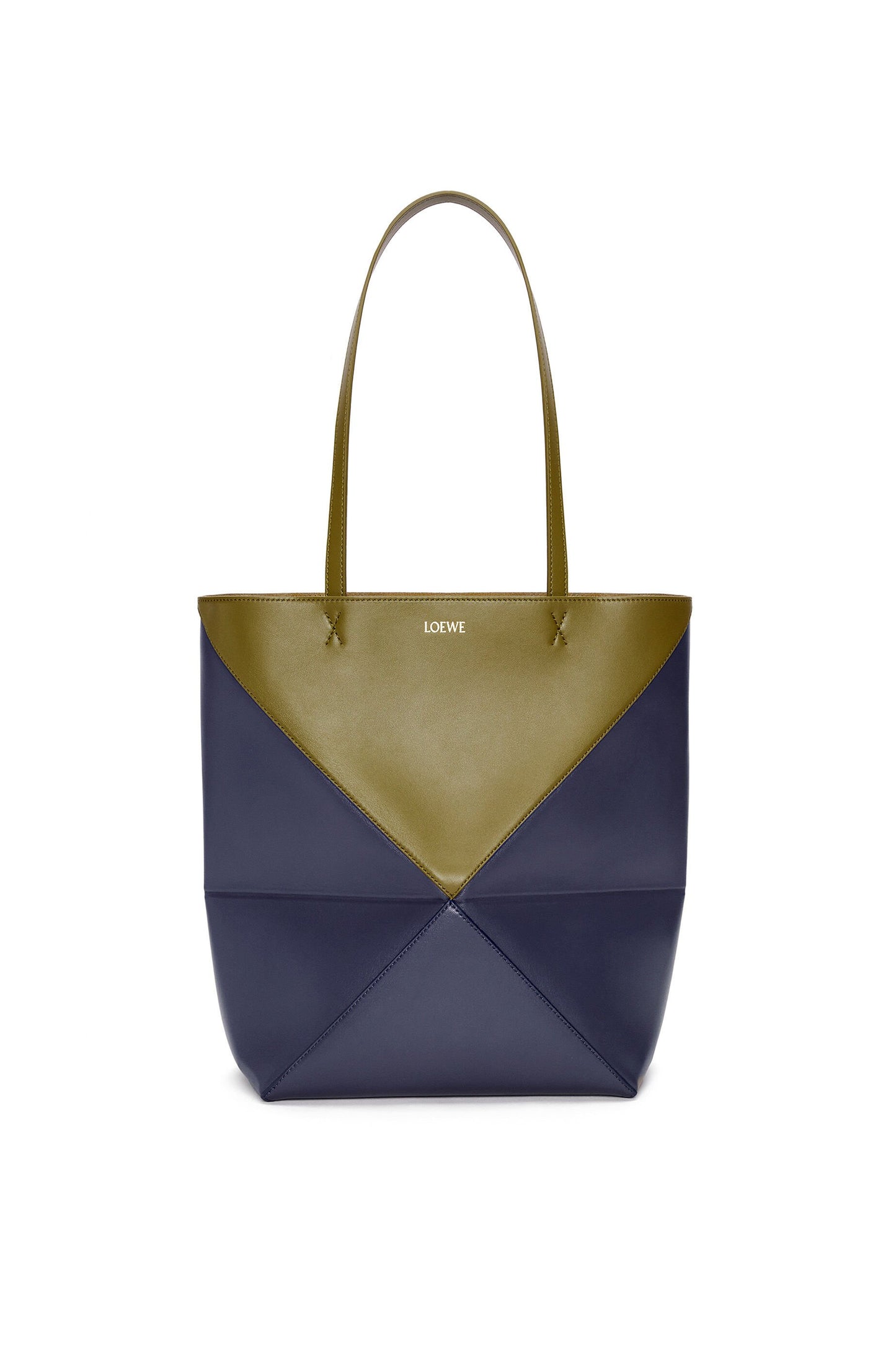 Puzzle Fold Tote in shiny calfskin