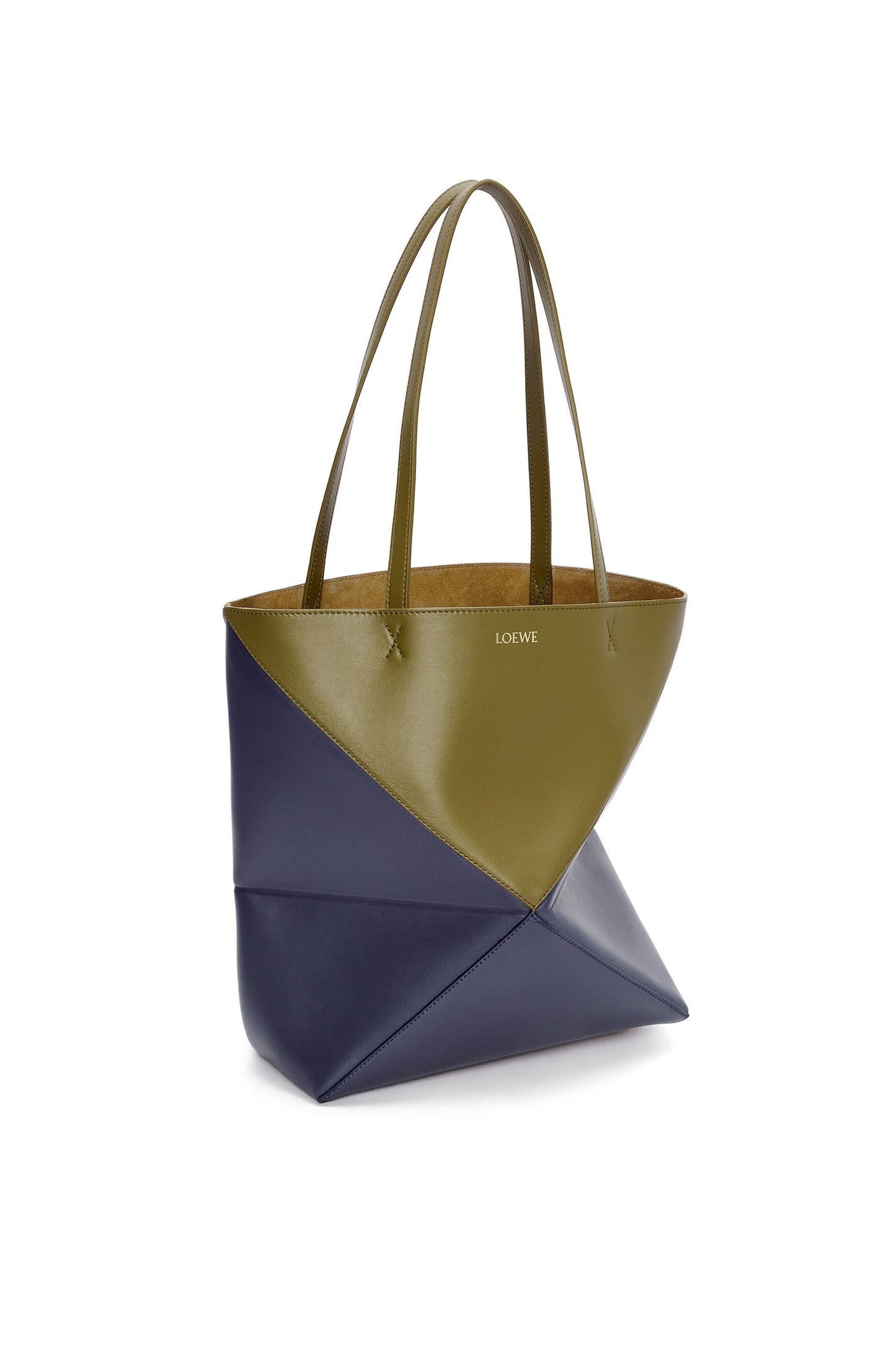 Puzzle Fold Tote in shiny calfskin