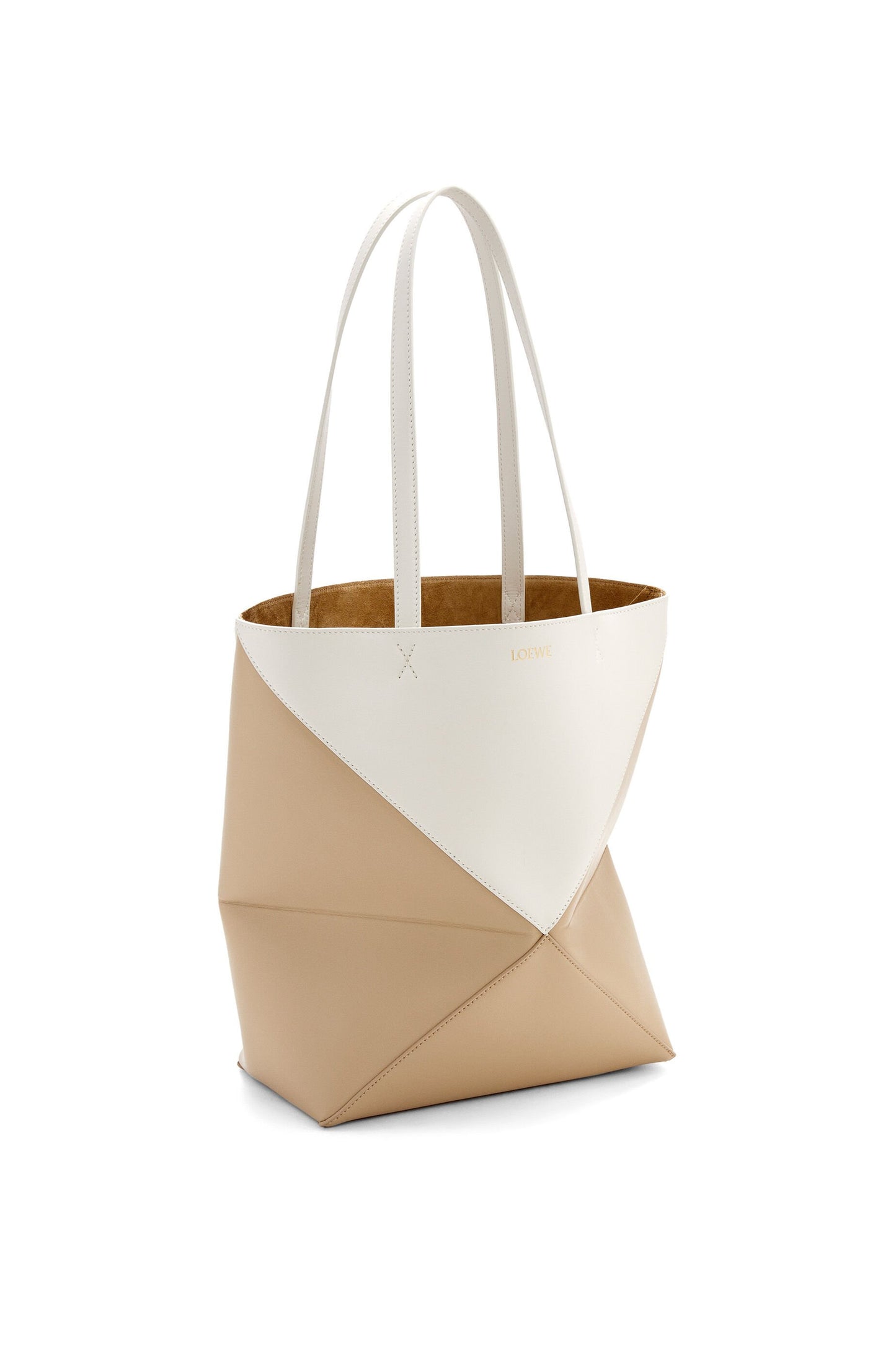 Puzzle Fold Tote in shiny calfskin