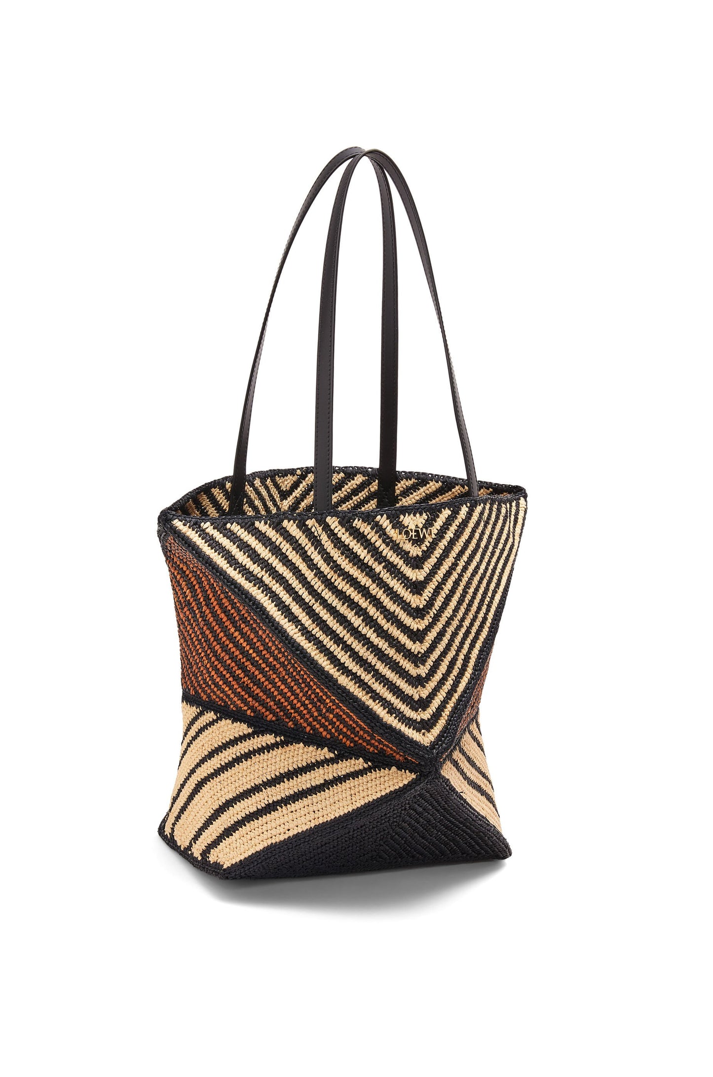 Puzzle Fold Tote in raffia