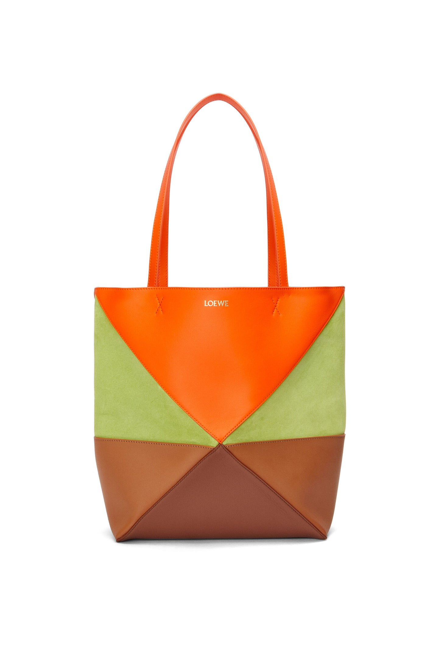 Medium Puzzle Fold tote in calfskin and suede