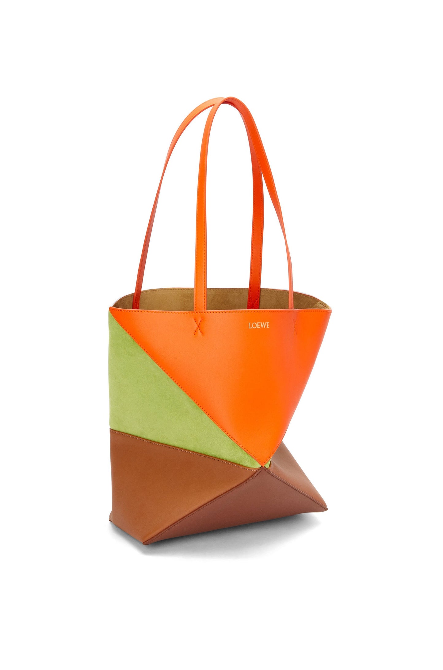 Medium Puzzle Fold tote in calfskin and suede