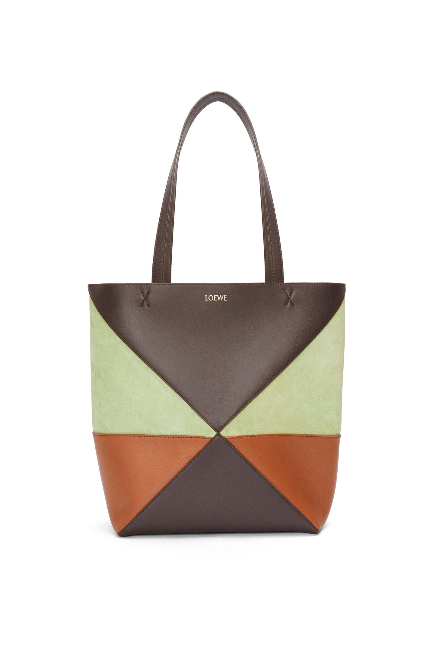 Medium Puzzle Fold tote in calfskin and suede