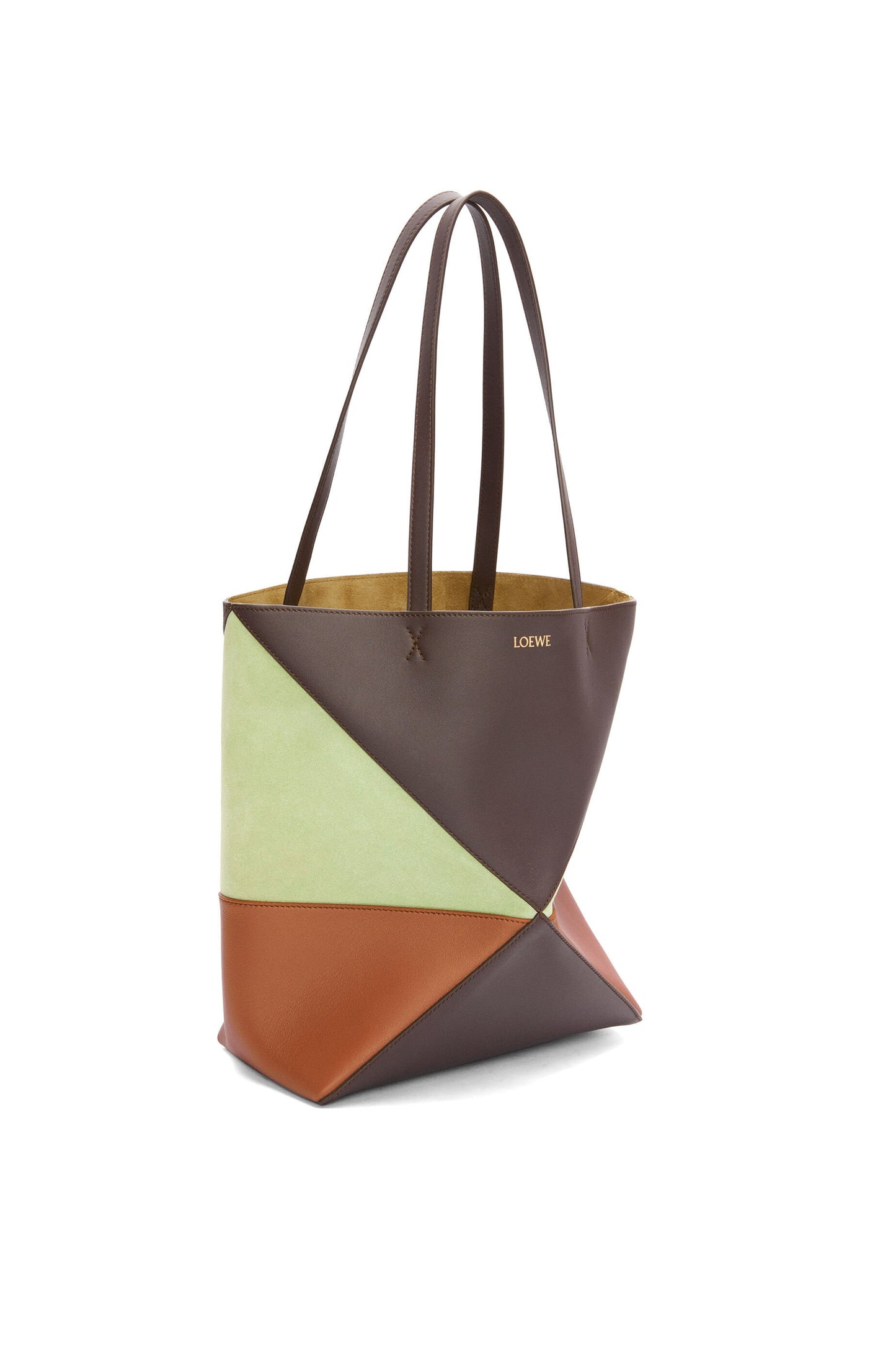 Medium Puzzle Fold tote in calfskin and suede