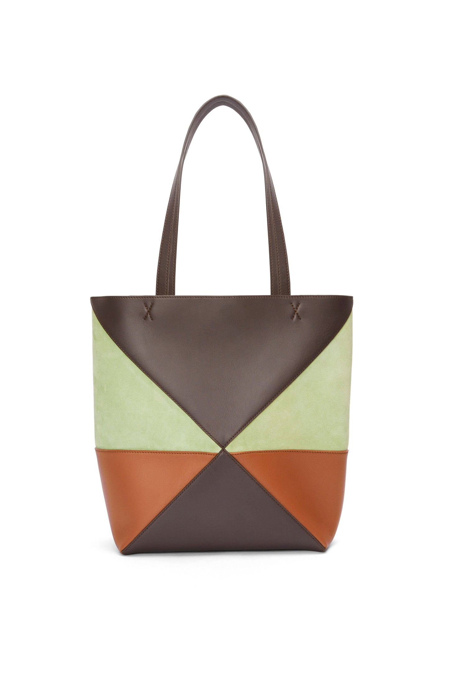 Medium Puzzle Fold tote in calfskin and suede