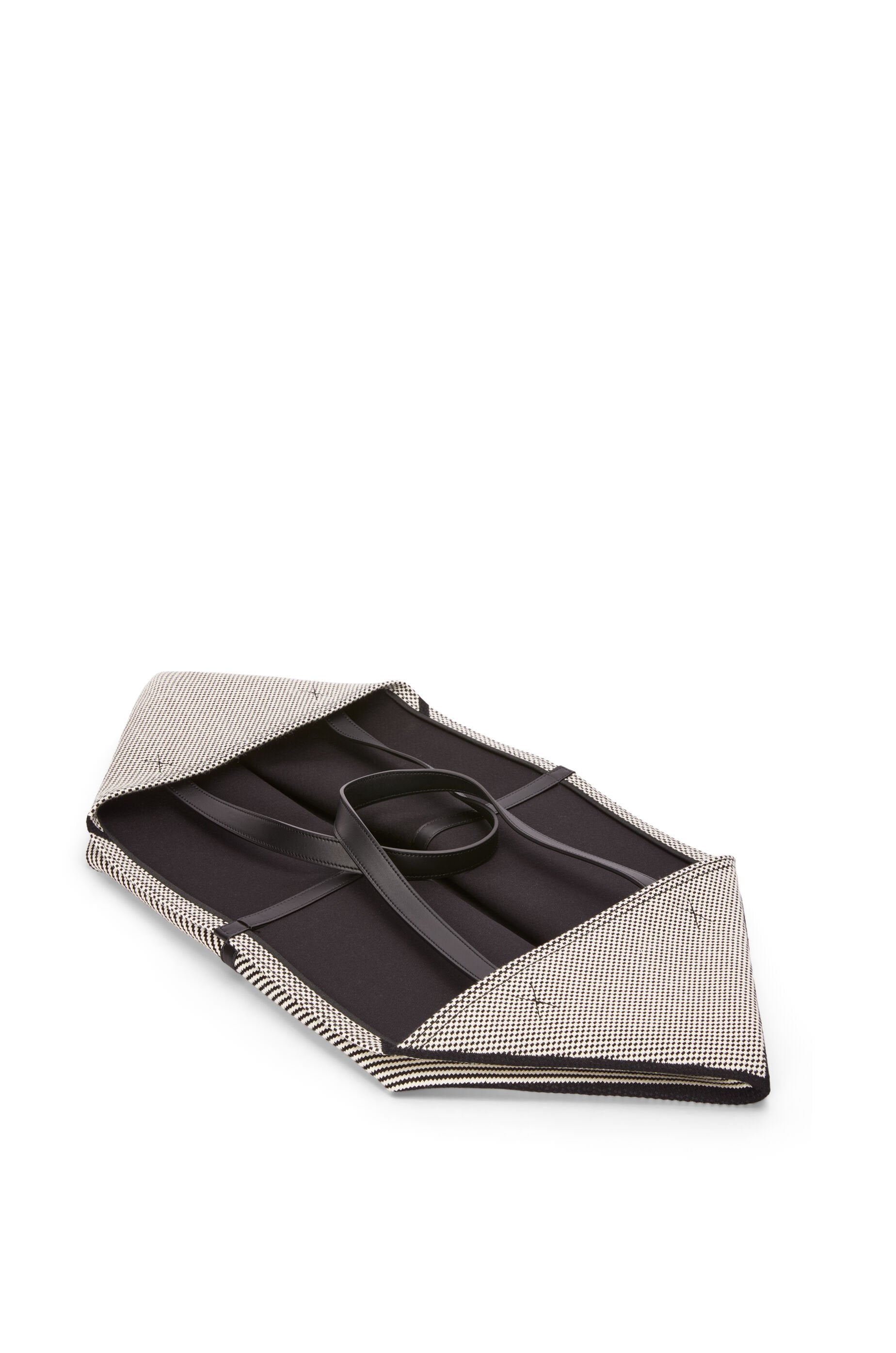 XXL Puzzle Fold tote in canvas jacquard and calfskin - Hall Of Brand