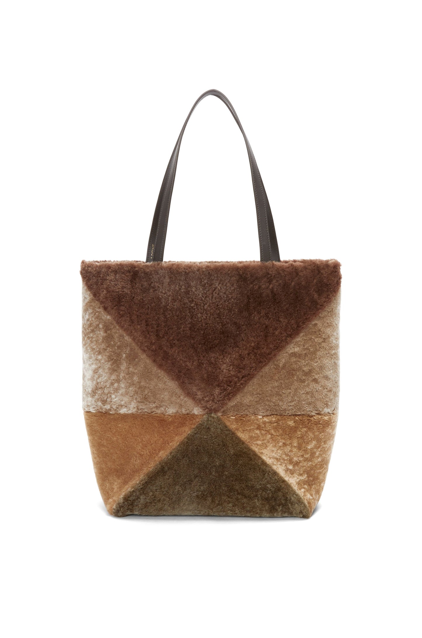 Large Puzzle Fold tote in shearling